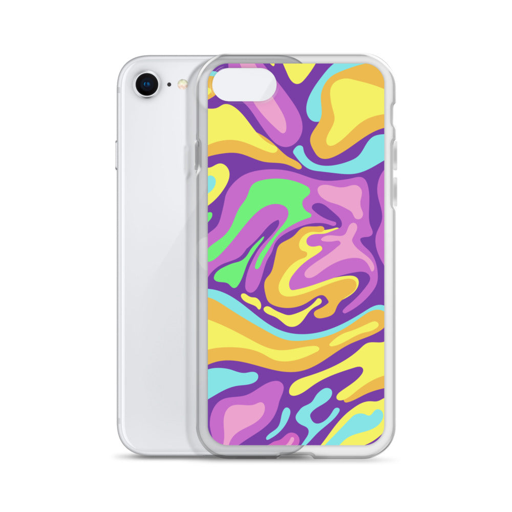 Colorful Groovy Psychedelic Wave Pattern Clear Case for iPhone®