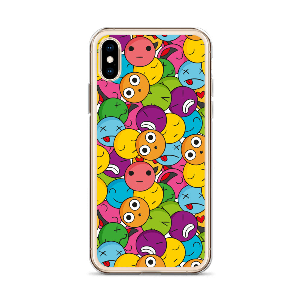 Creative Colorful Emoticons Pattern Clear Case for iPhone®