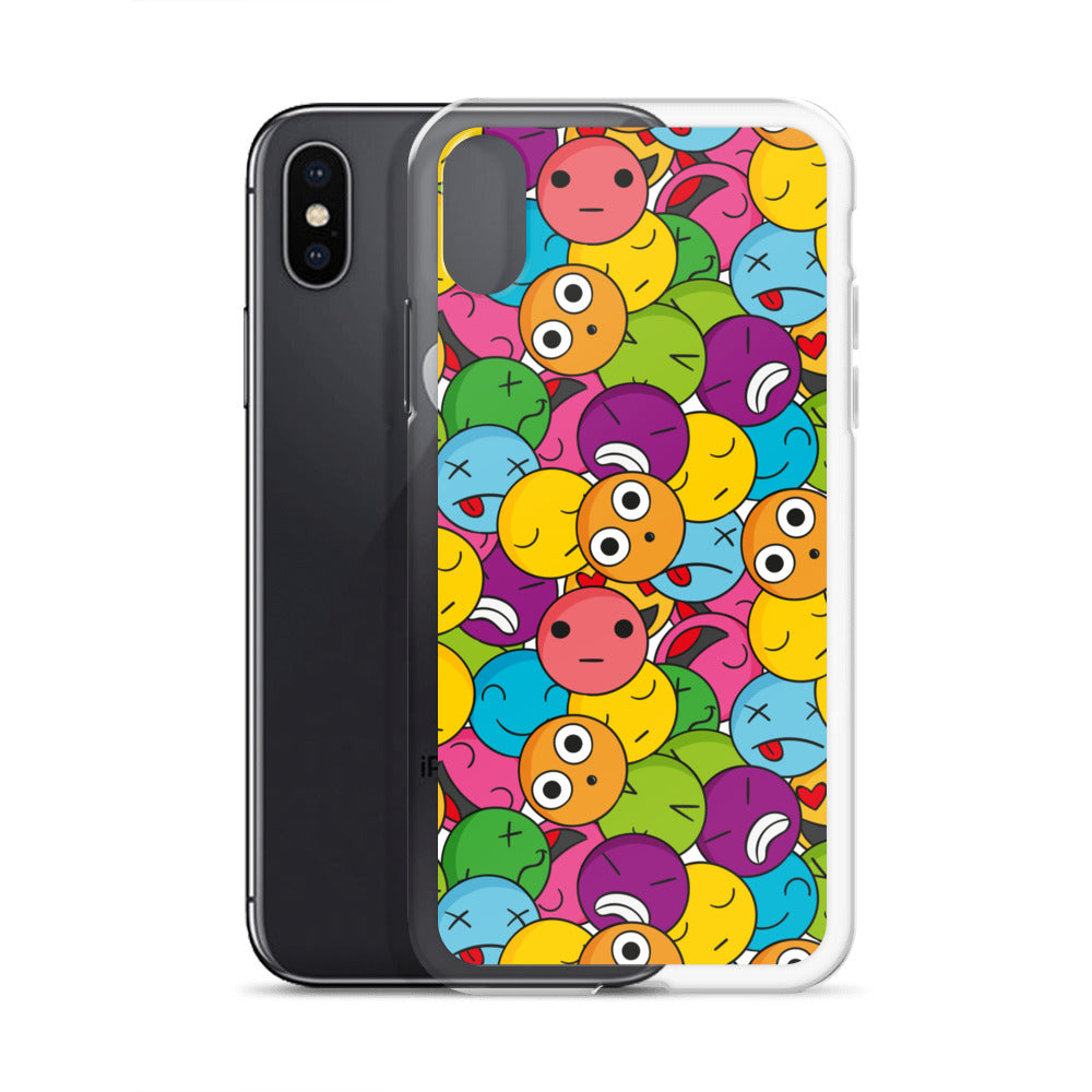 Creative Colorful Emoticons Pattern Clear Case for iPhone®