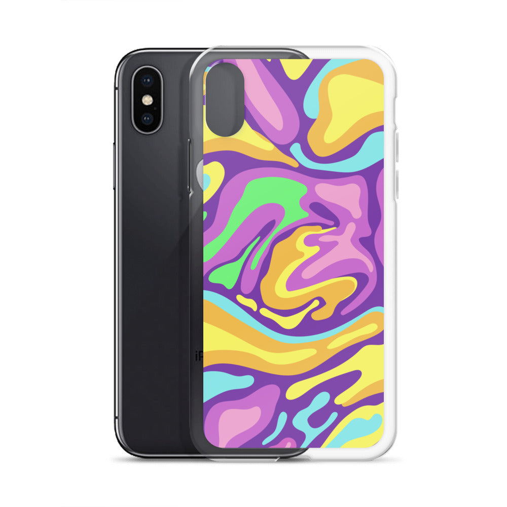 Colorful Groovy Psychedelic Wave Pattern Clear Case for iPhone®