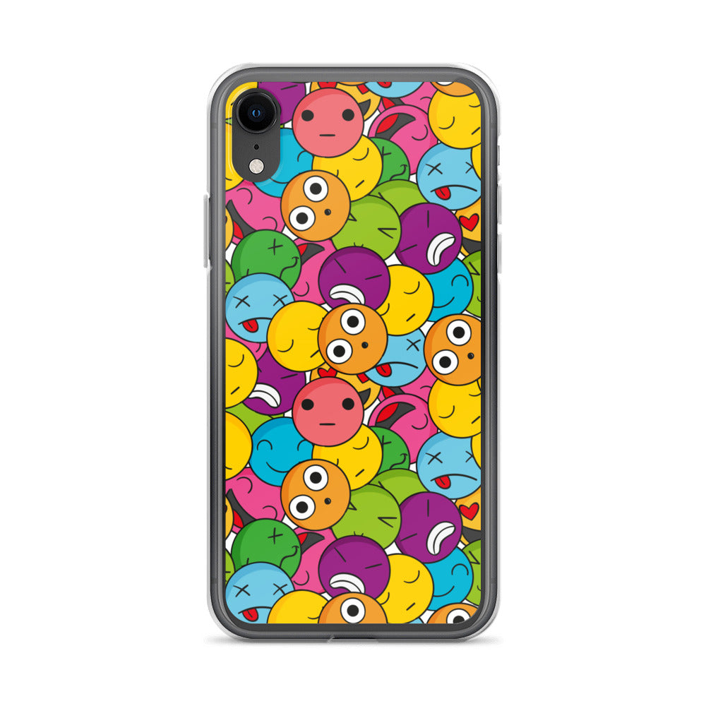 Creative Colorful Emoticons Pattern Clear Case for iPhone®