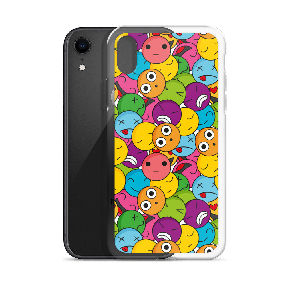 Creative Colorful Emoticons Pattern Clear Case for iPhone®