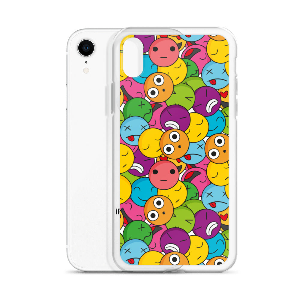 Creative Colorful Emoticons Pattern Clear Case for iPhone®