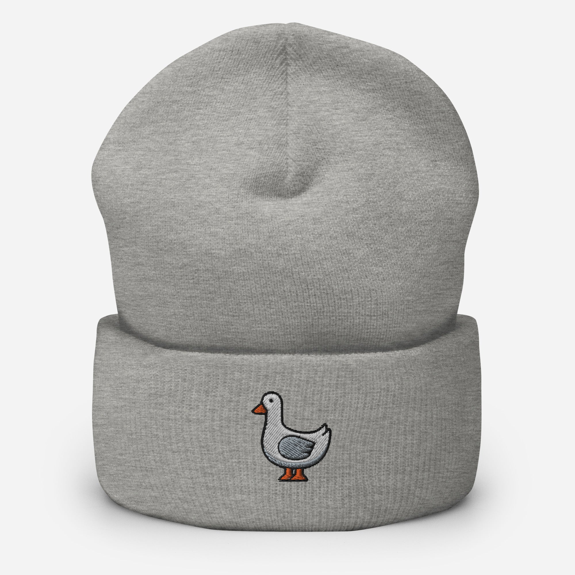 Goose Beanie Cap, Embroidered Silly Goose Funny Meme Cuffed Beanie, Handmade Unisex Slouchy Goose Band Inspired Honk Gift Hat Cap