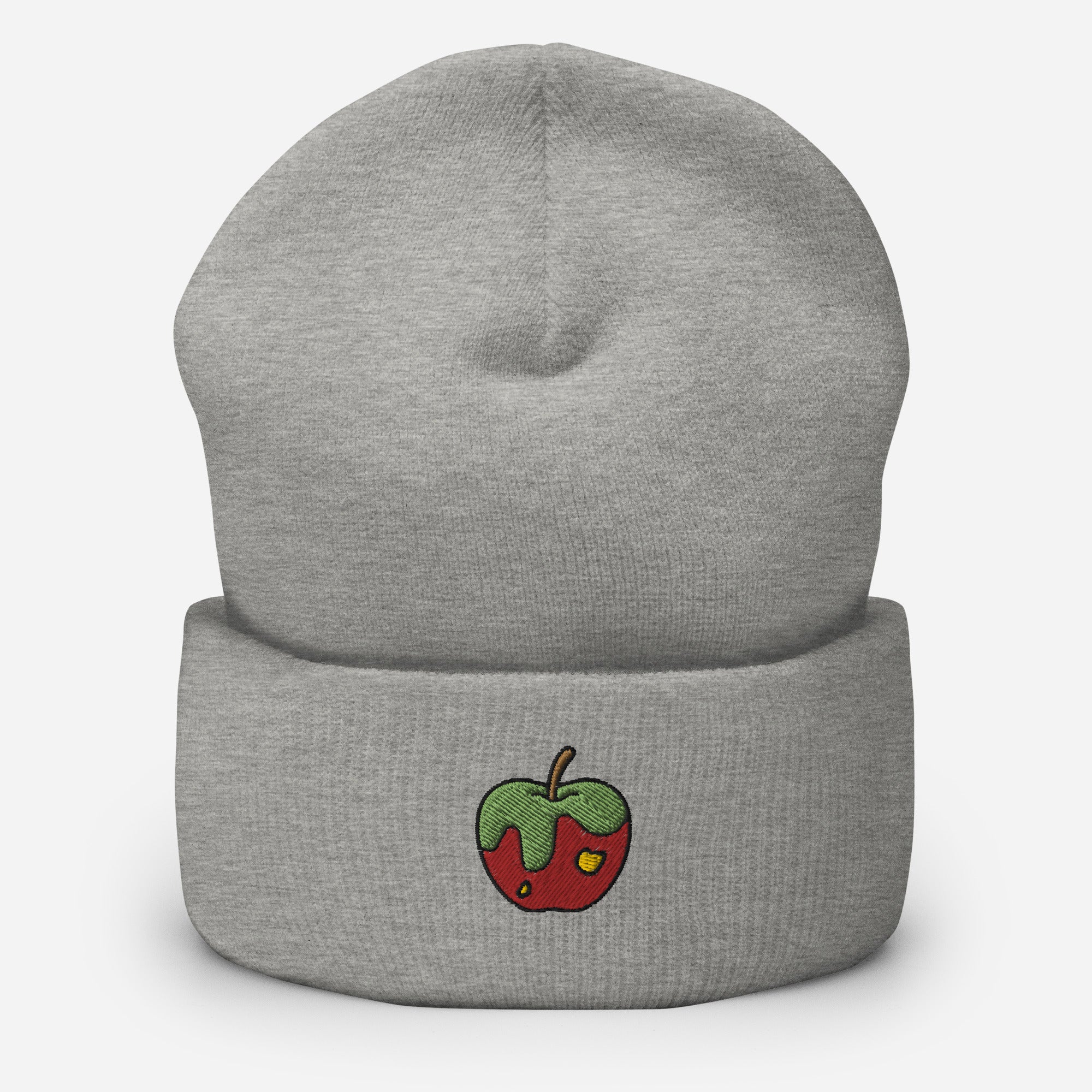 Apple Fruit Beanie Cap, Embroidered Cuffed Beanie, Handmade Unisex Slouchy Gift Hat Cap - Multiple Colors