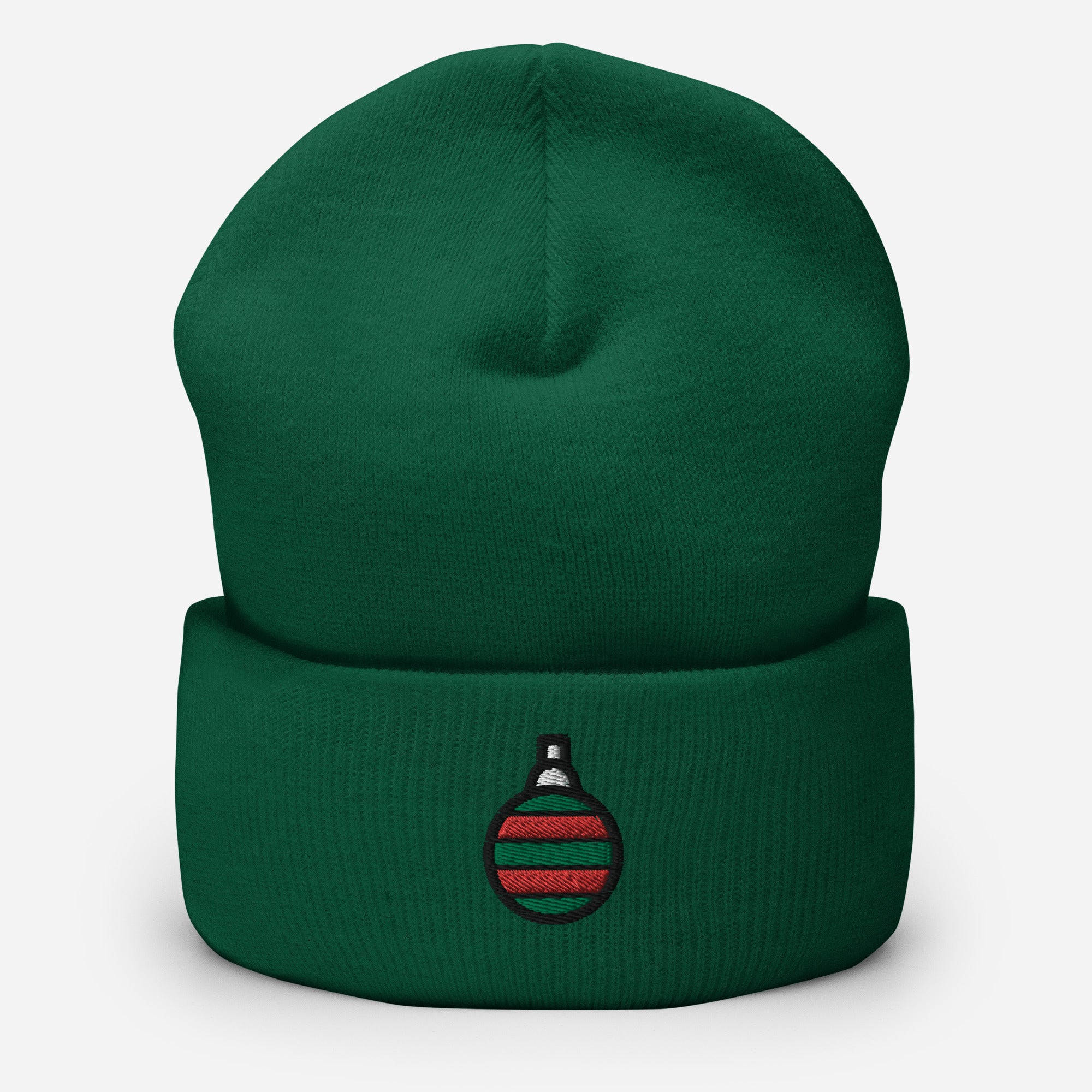 Christmas Ball Beanie Cap, Embroidered Christmas Cuffed Beanie, Handmade Unisex Slouchy Xmas Festive Gift Hat Cap