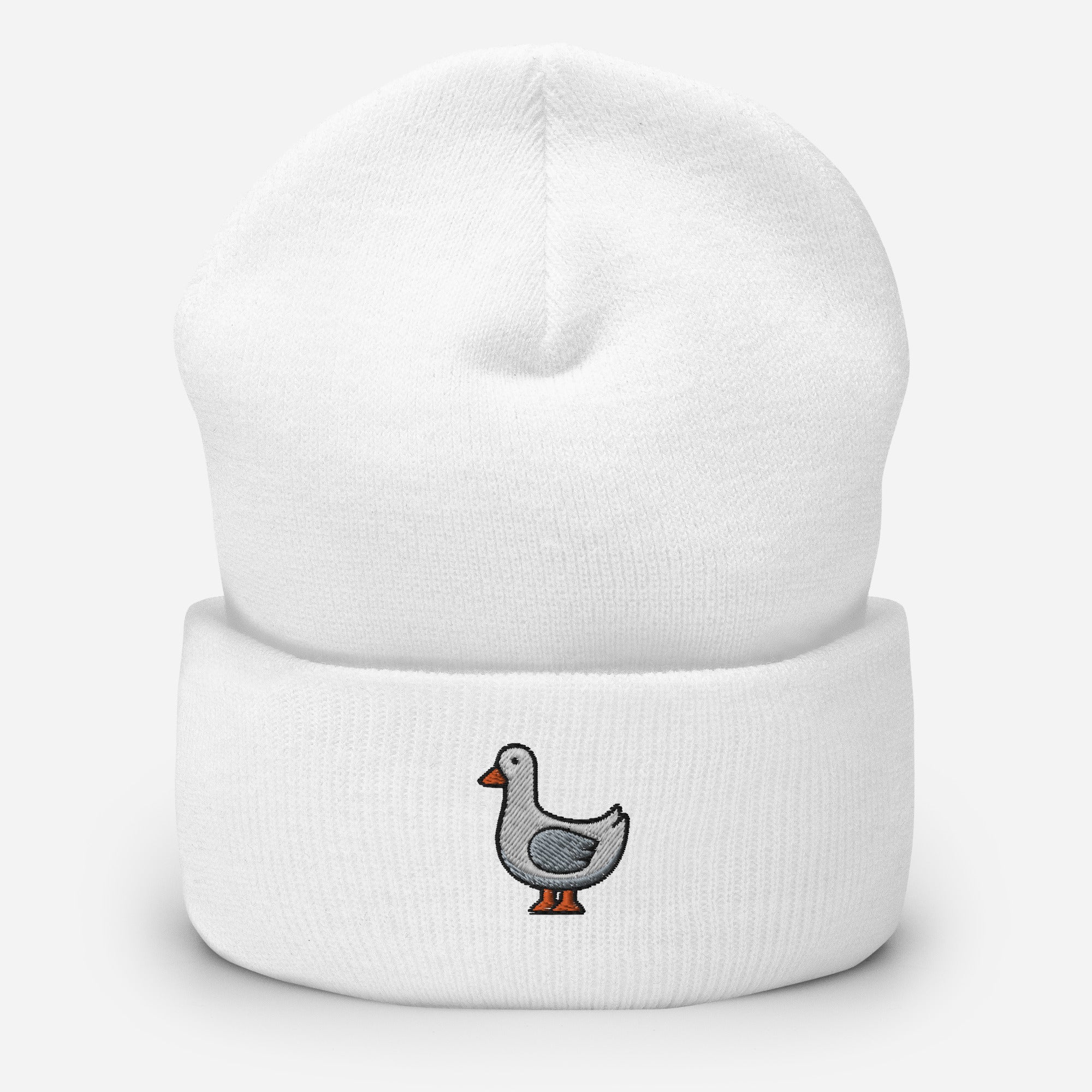 Goose Beanie Cap, Embroidered Silly Goose Funny Meme Cuffed Beanie, Handmade Unisex Slouchy Goose Band Inspired Honk Gift Hat Cap