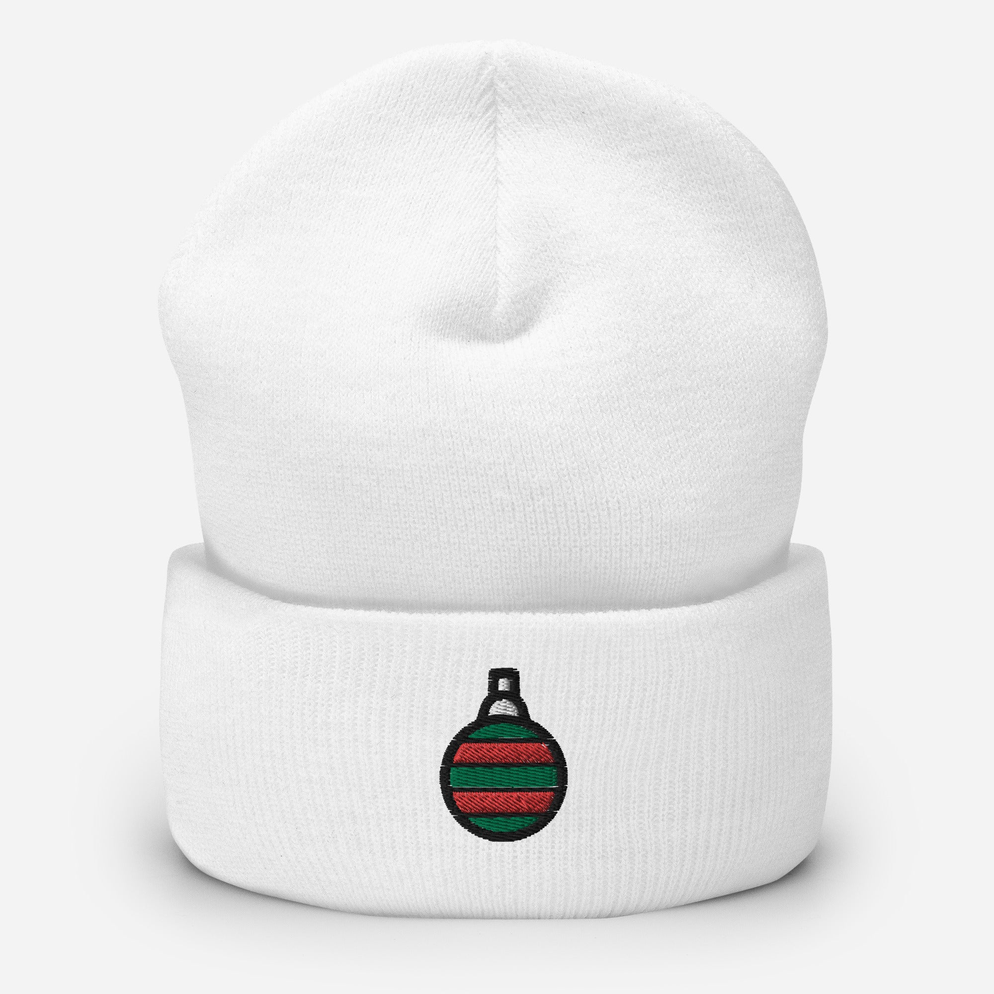 Christmas Ball Beanie Cap, Embroidered Christmas Cuffed Beanie, Handmade Unisex Slouchy Xmas Festive Gift Hat Cap
