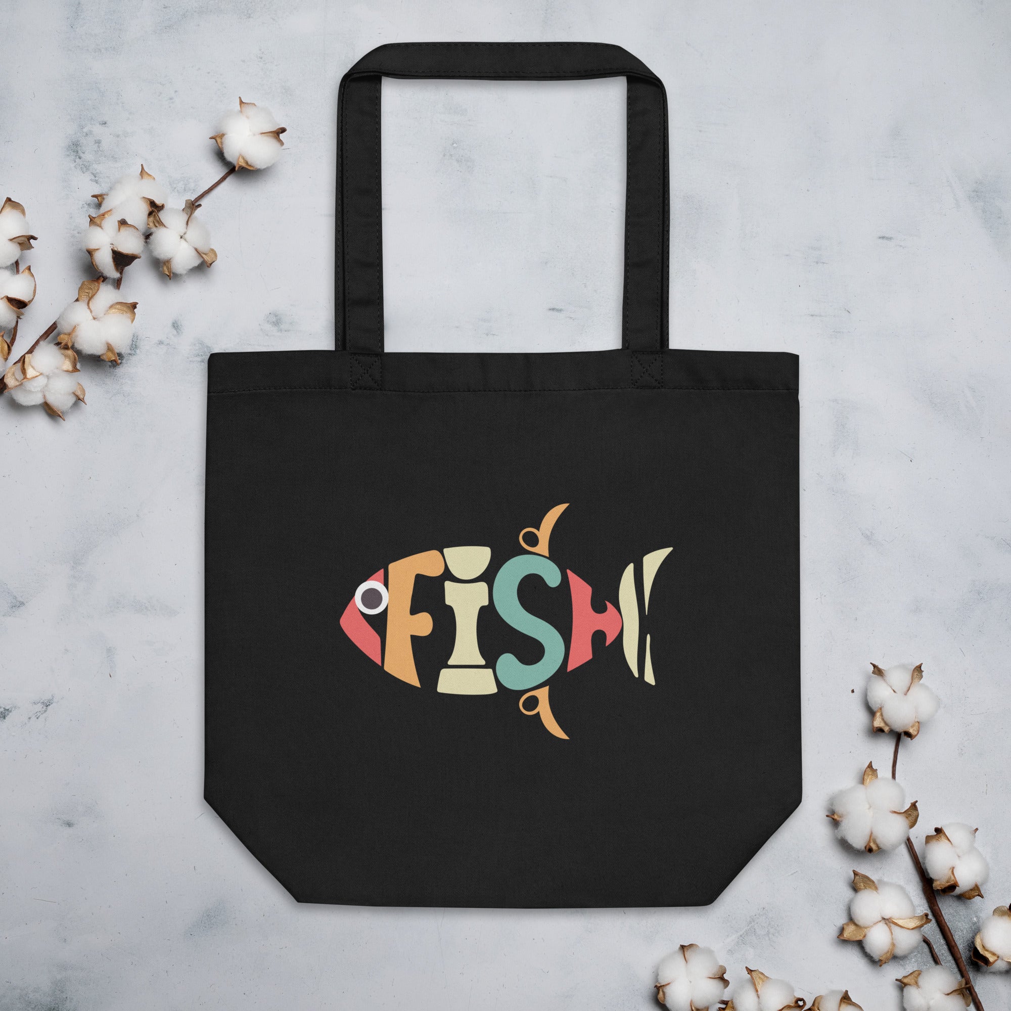 Fish Typography Fisherman Fishing Lover Fishing Is My Life Vintage Retro Style Fishing Typography Eco Tote Bag