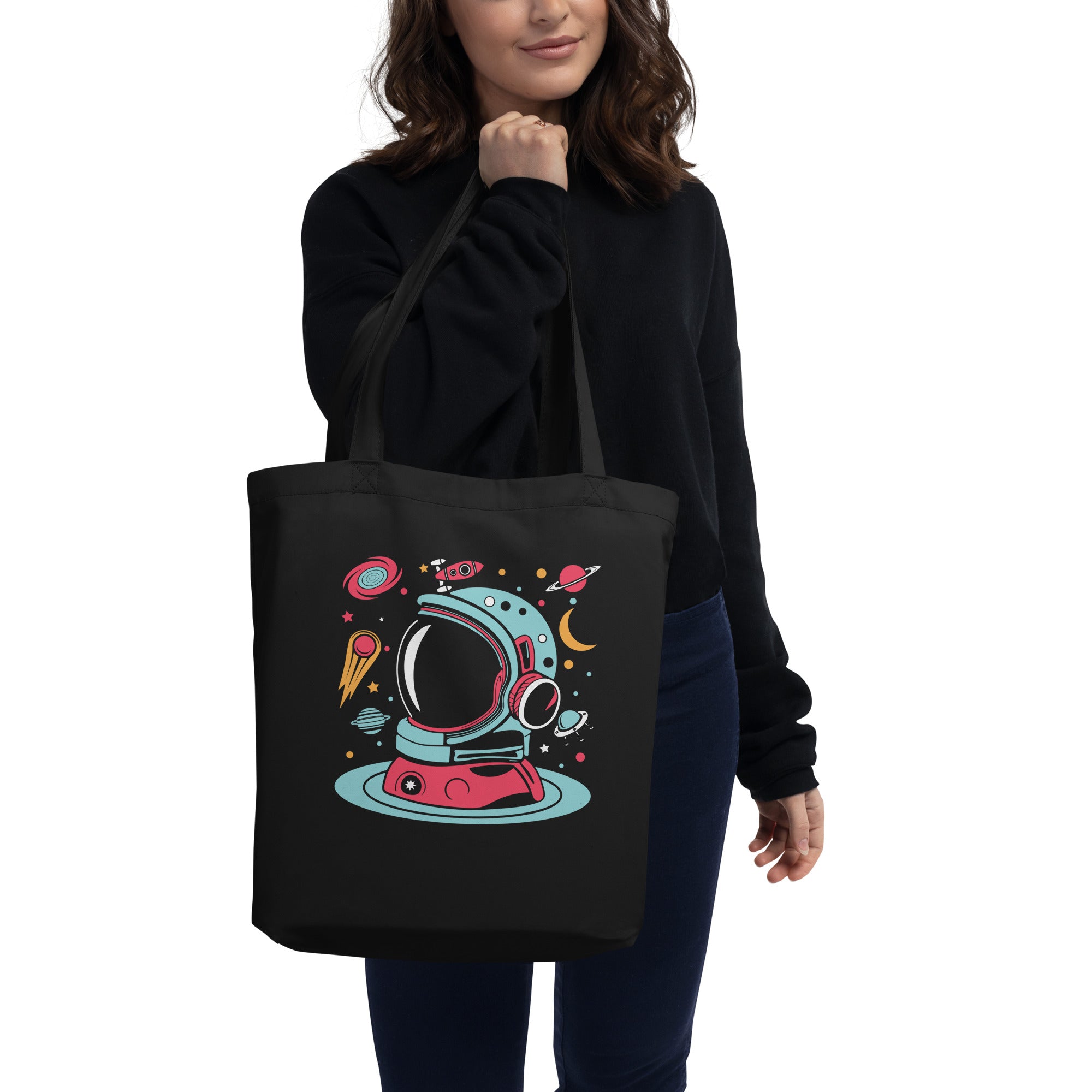 Astronaut Space Helmet Astronaut Outer Space Cosmic Helmet Astronomy Eco Tote Bag