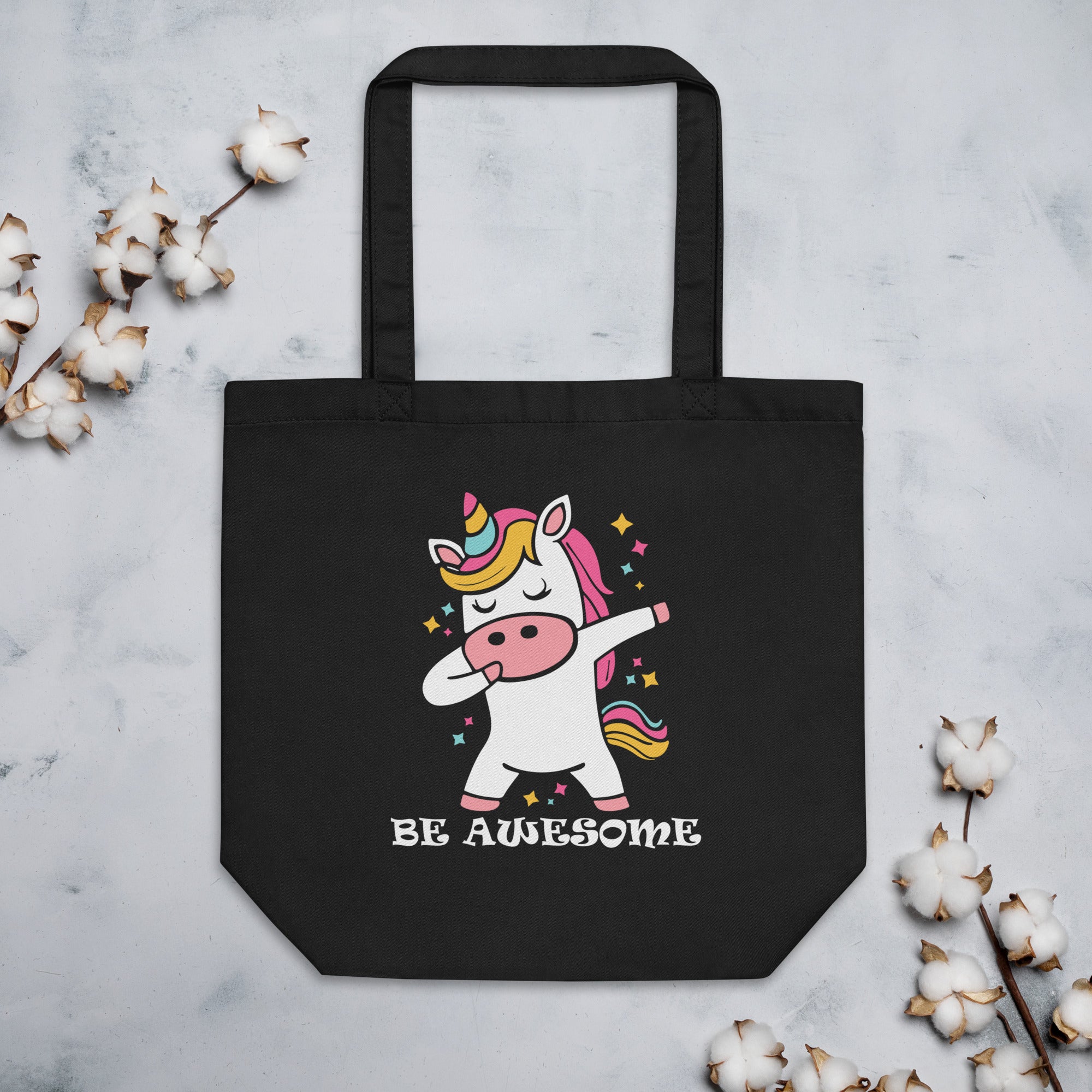 Be Awesome Dabbing Unicorn Funny Unicorn Dab Dance Rainbow Horse & Pony Lover Magic Believer Eco Tote Bag