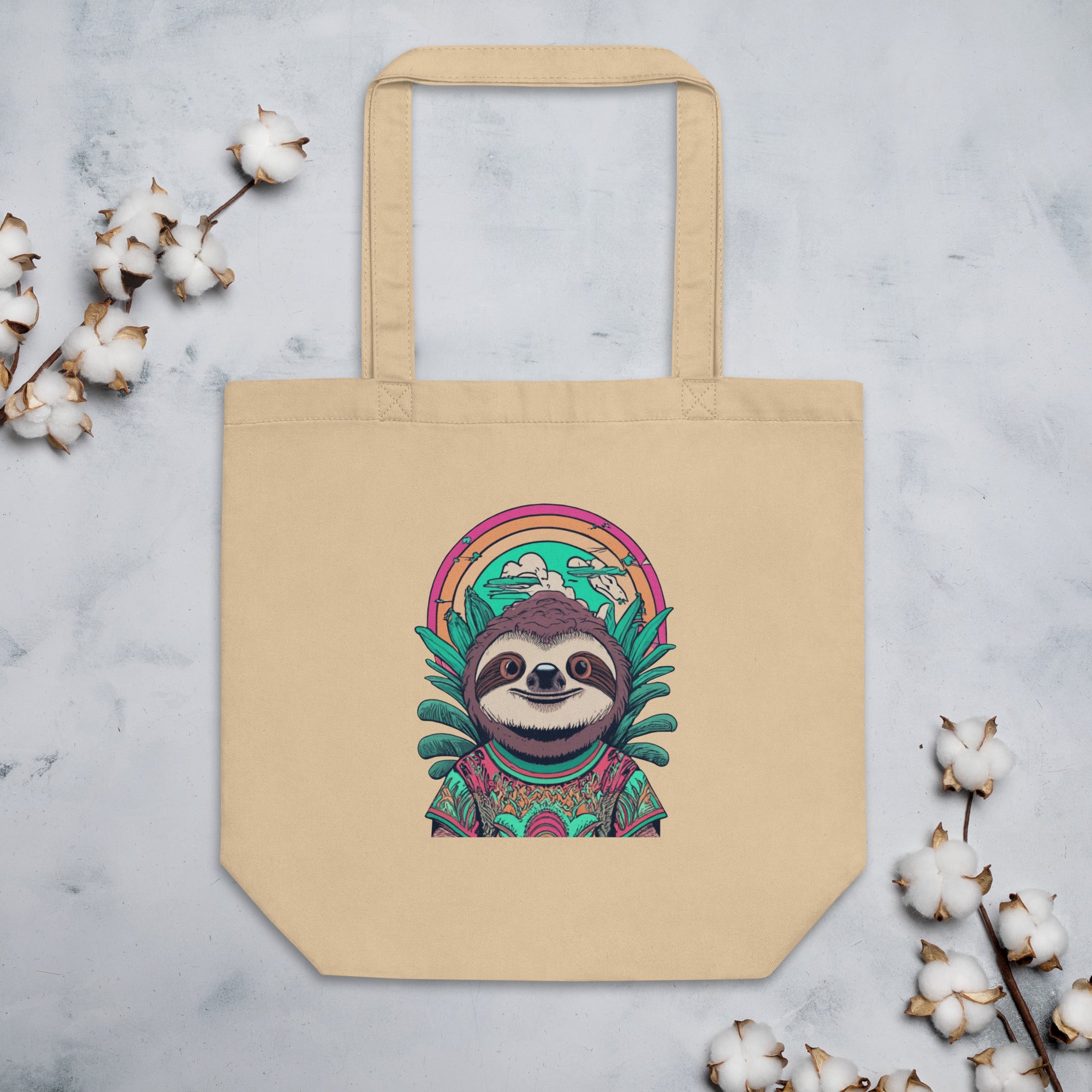 Cute Sloth Beach Summer Vintage Retro Boho Style Tropical Beach Sea Sloth Lazy Sloth Lover Eco Tote Bag