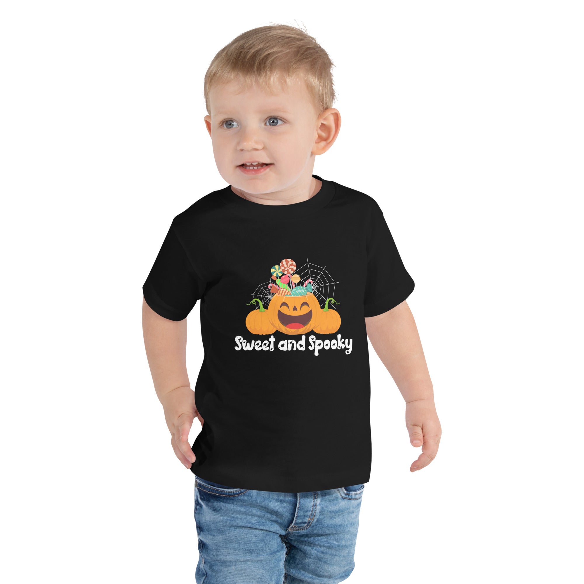 Sweet And Spooky Halloween Pumpkin Candies Bucket Trick Or Treat Halloween Candy Kid's T-Shirt