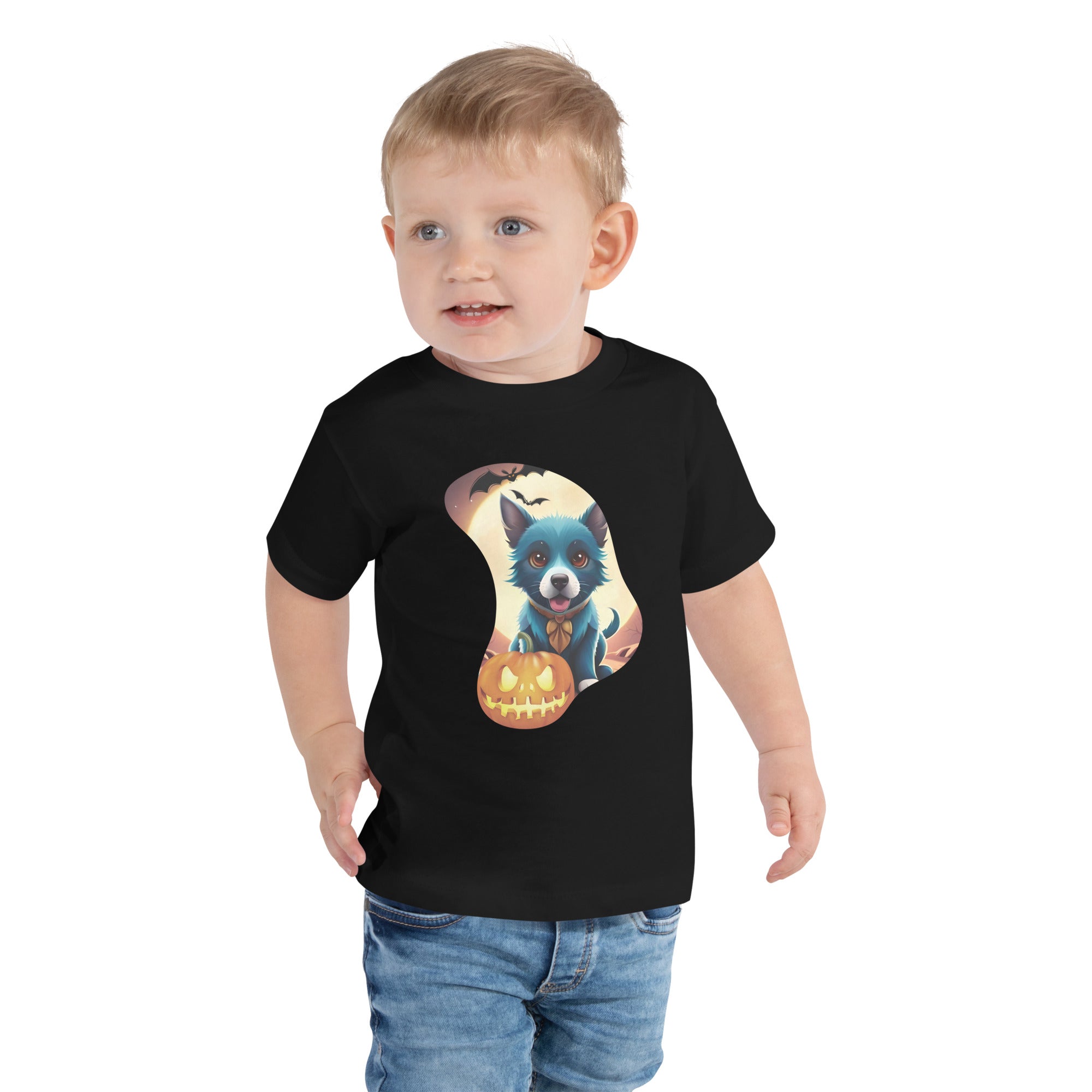 Border Collie Halloween Dog With Scary Pumpkin Gift For Dog Lover Kid's T-Shirt