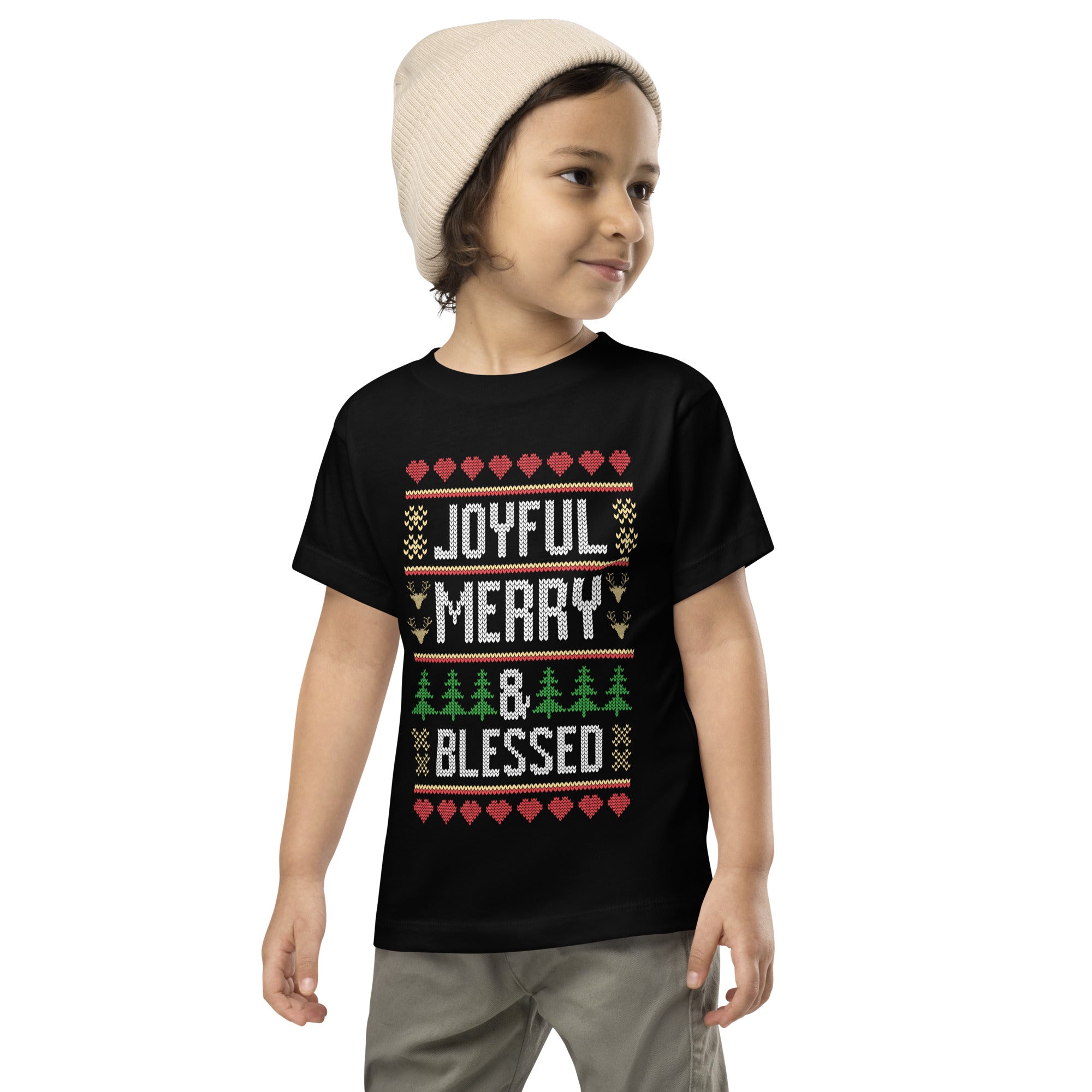 Joyful Merry Blessed Merry Christmas Holidays Ugly Xmas Kids T-Shirt