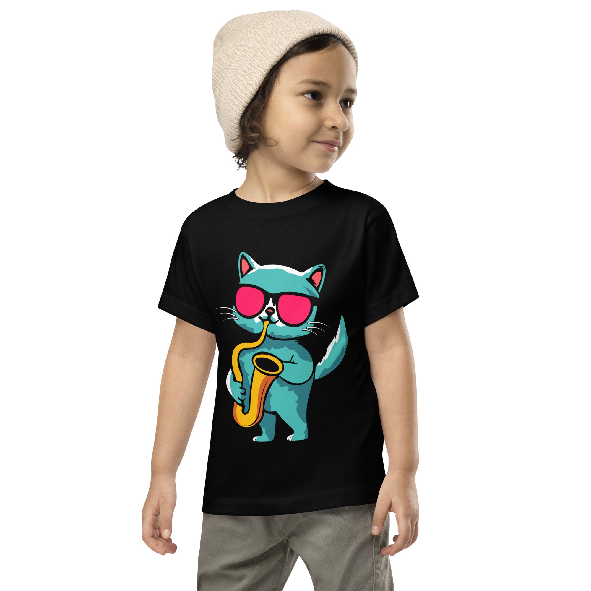 Cat Playing Saxophone Sax Player Sax Cat Jazz Lover Saxophone Saxophonist Cat Lover Kids T-Shirt