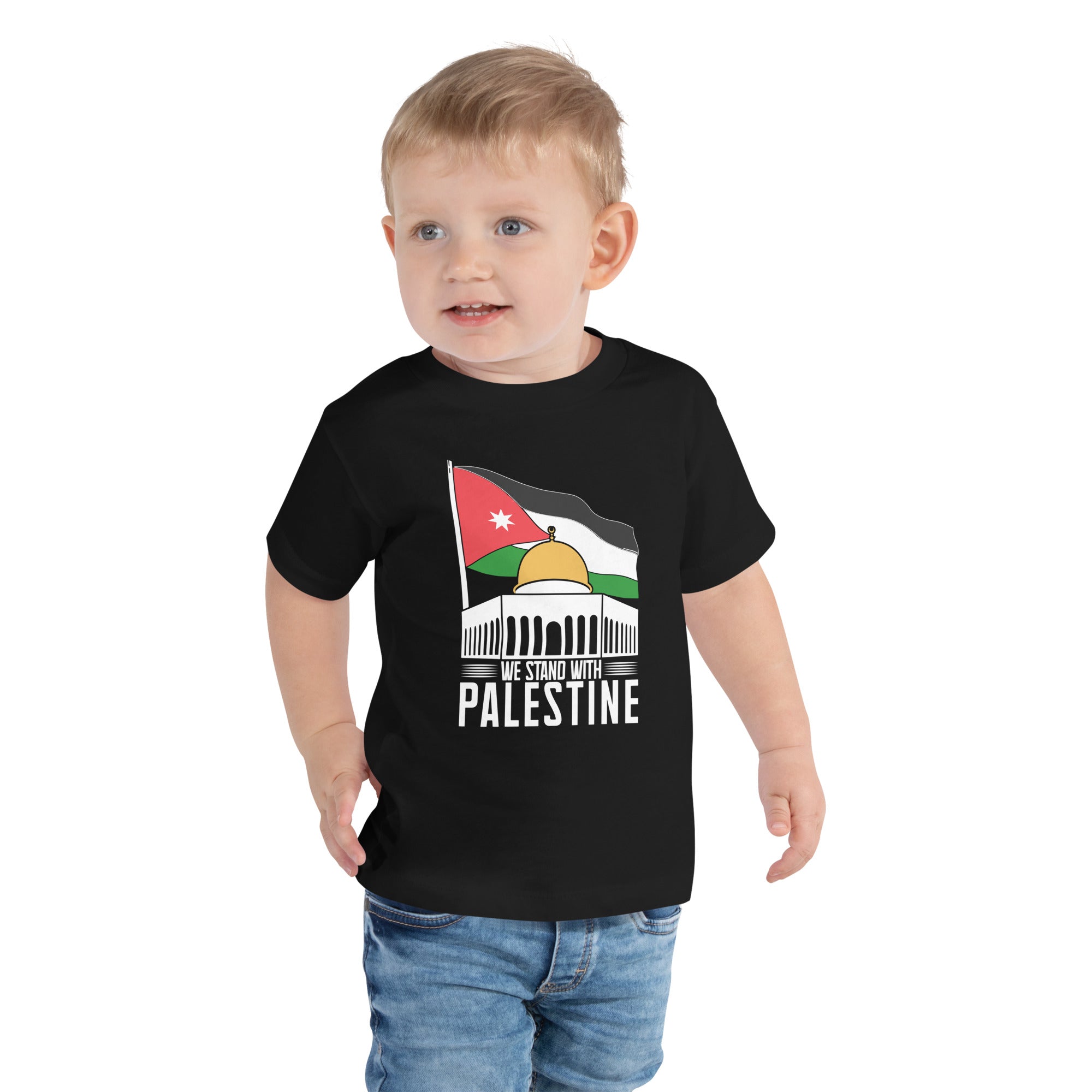 We Stand With Palestine Al Aqsa Quds Mosque Jerusalem Palestine Flag Palestine Freedom Kids T-Shirt