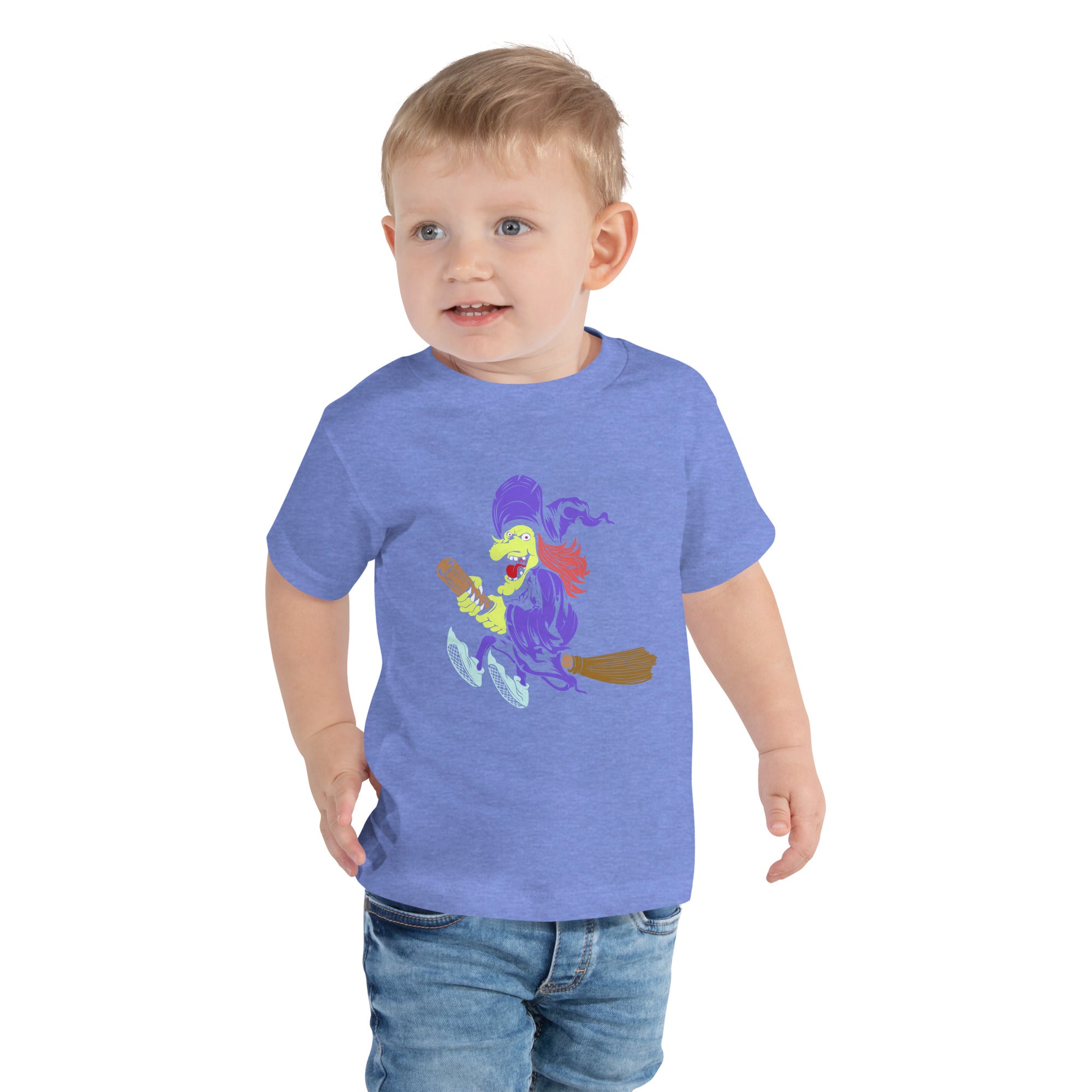 The Halloween Witch Crazy Halloween Witch Doing Tricks On Her Broomstick Spooky Vibes Kid's T-Shirt