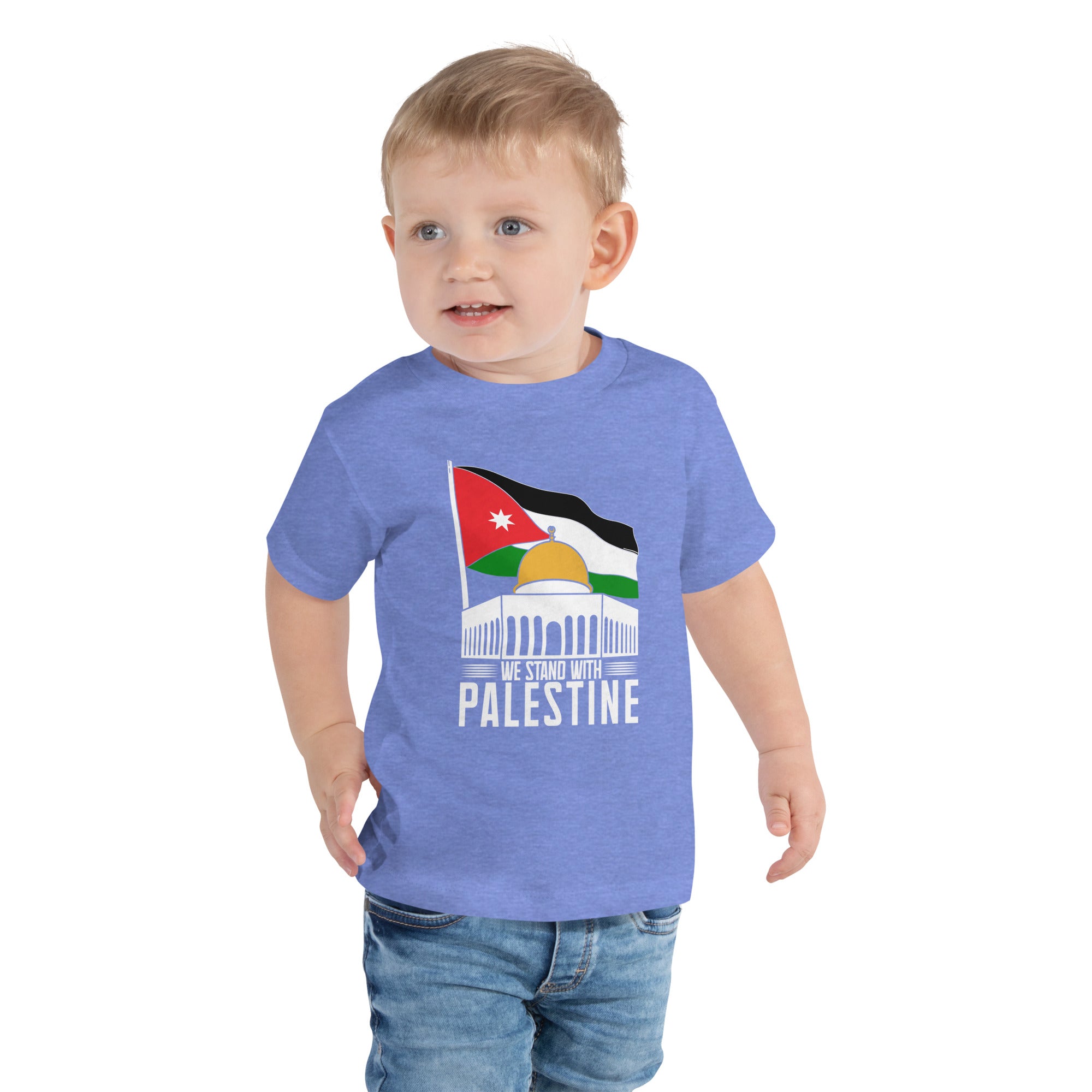 We Stand With Palestine Al Aqsa Quds Mosque Jerusalem Palestine Flag Palestine Freedom Kids T-Shirt