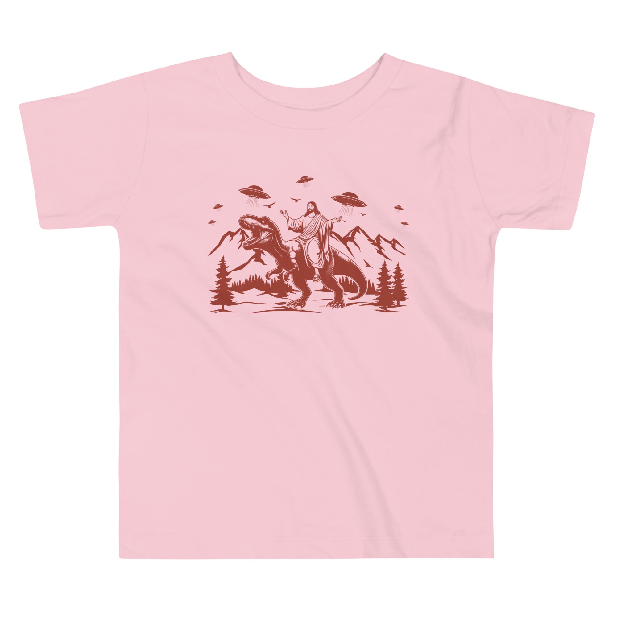 Jesus Riding Dinosaur Kids T-Shirt