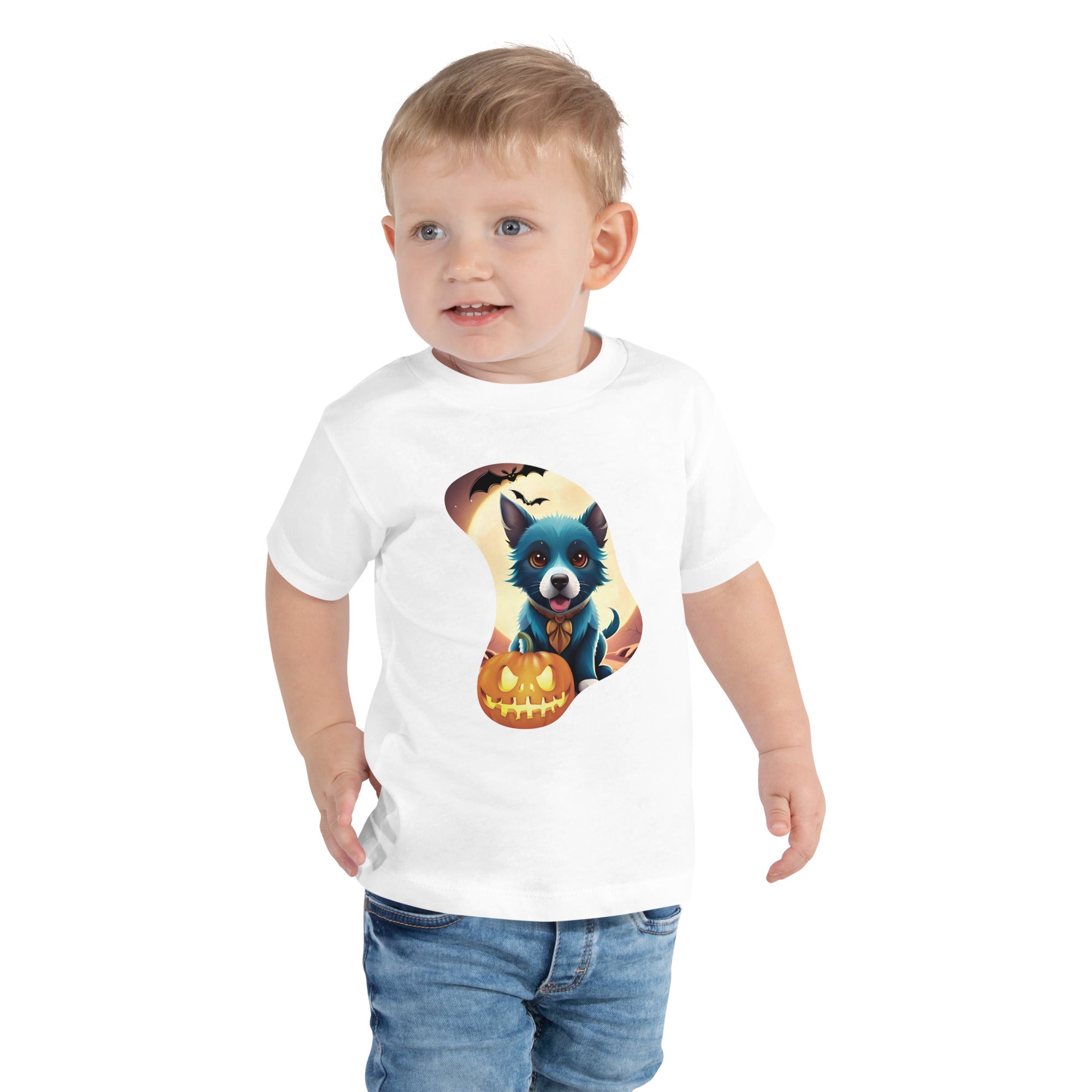 Border Collie Halloween Dog With Scary Pumpkin Gift For Dog Lover Kid's T-Shirt
