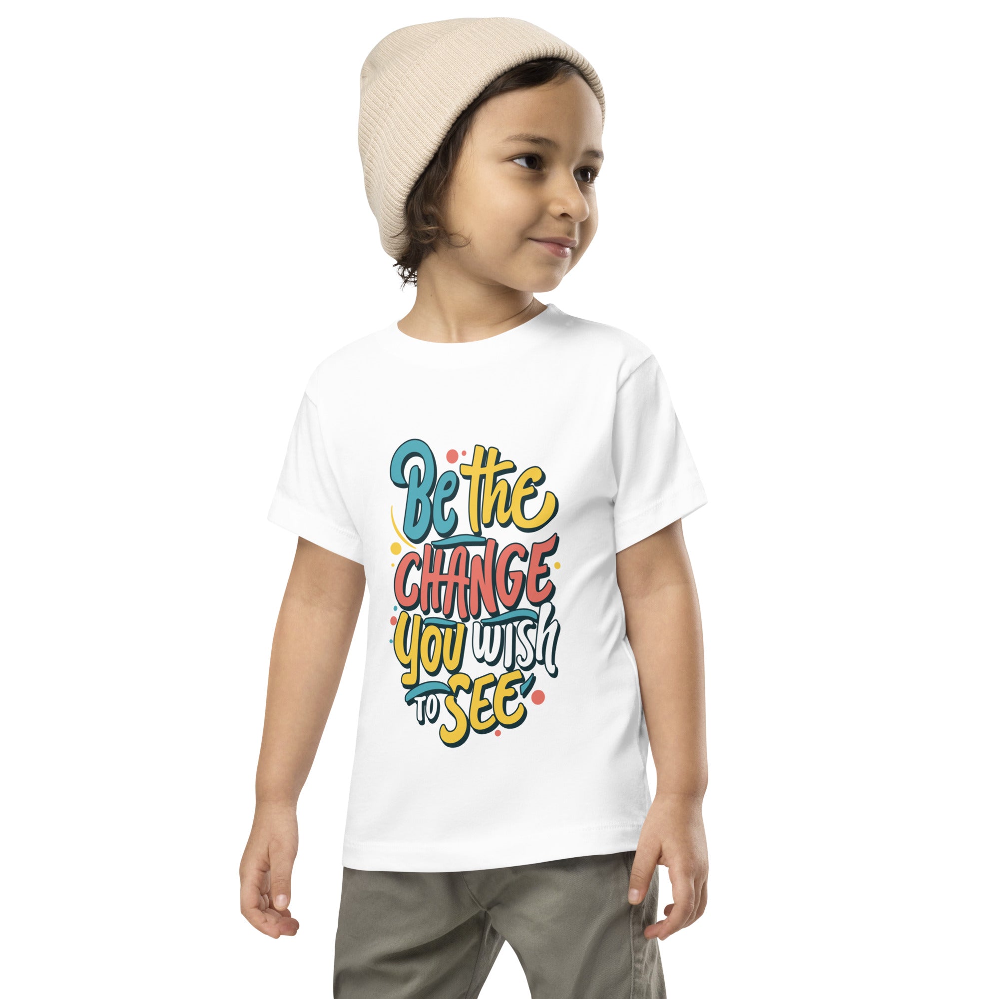 Be The Change You Wish To See Positive Quote Inspirational Motivational Saying Kids T-Shirt