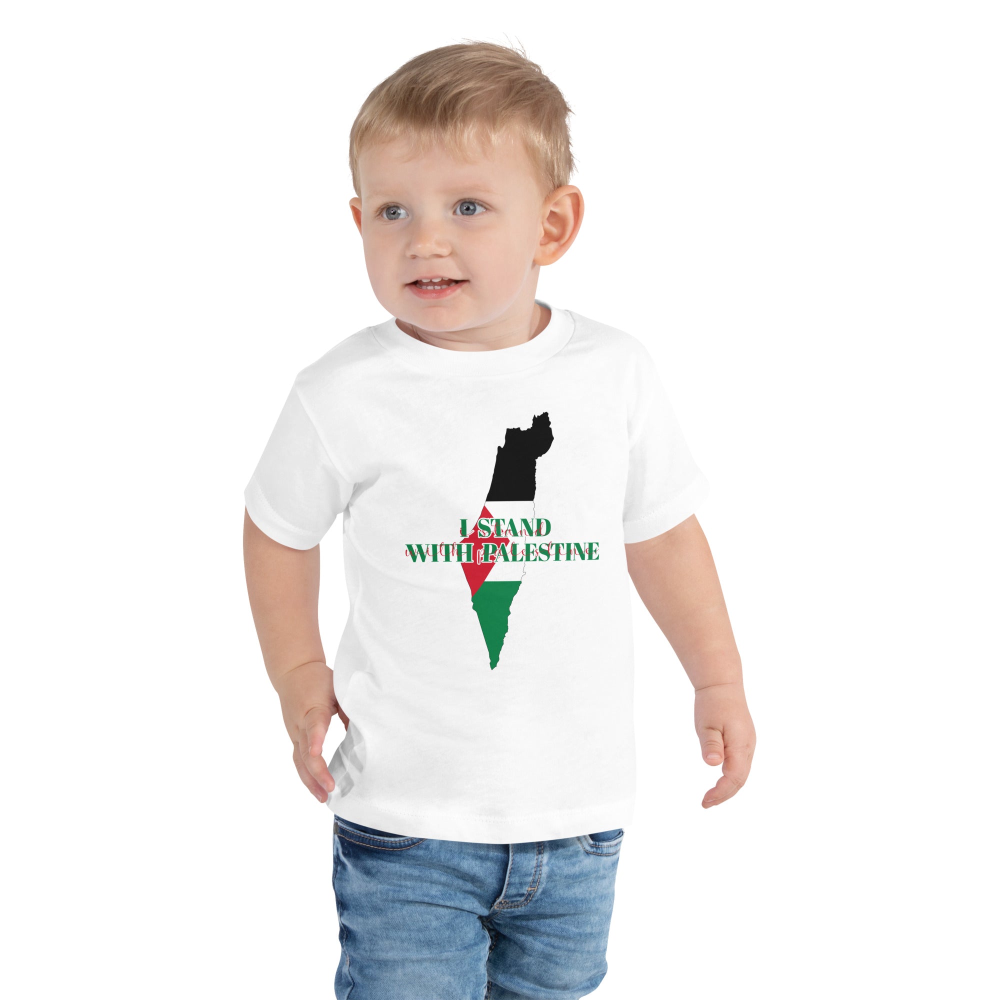 I Stand With Palestine Kids T-Shirt Palestine Map End Israeli Occupation Support Palestine Freedom Ghaza Protest Kids T-Shirt