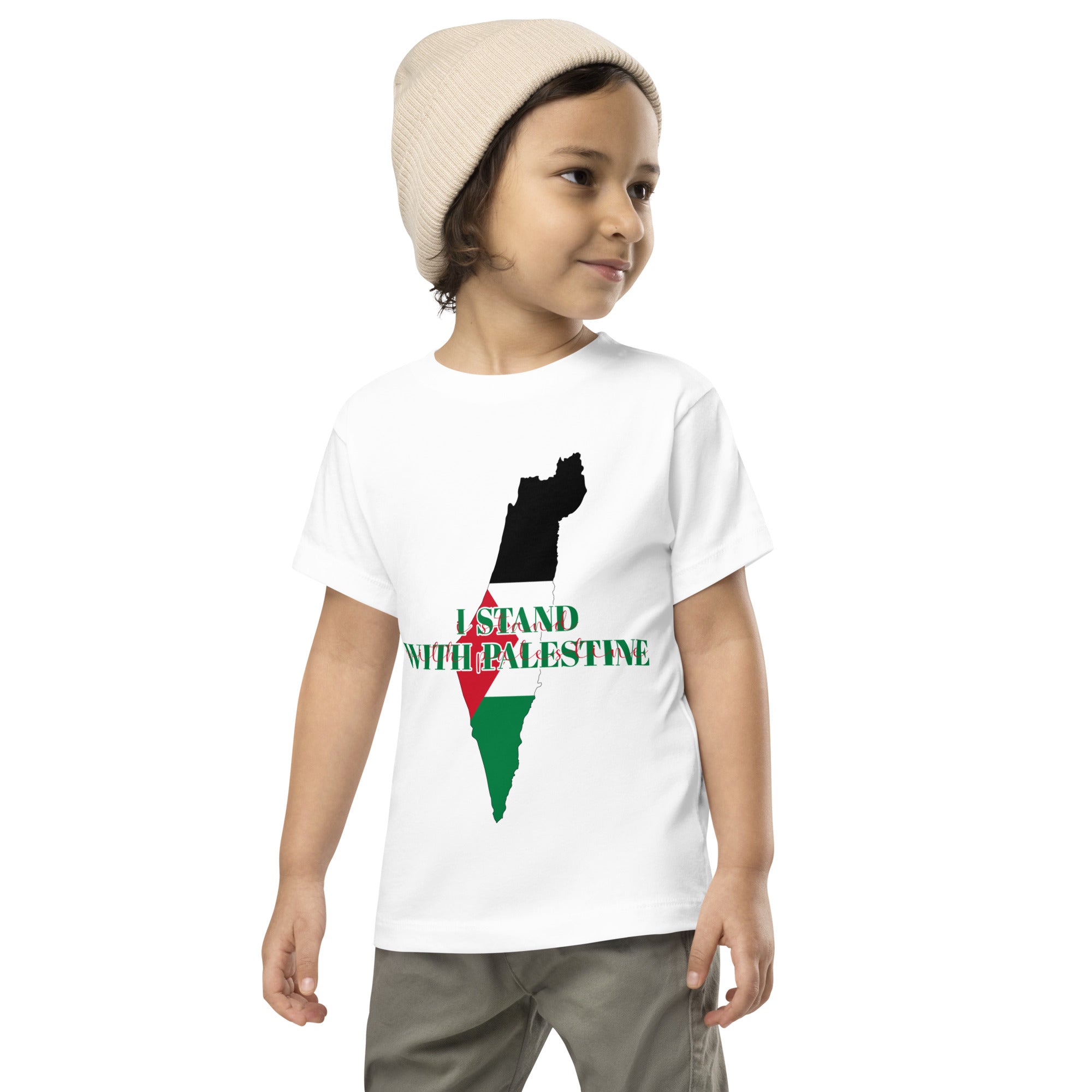 I Stand With Palestine Kids T-Shirt Palestine Map End Israeli Occupation Support Palestine Freedom Ghaza Protest Kids T-Shirt