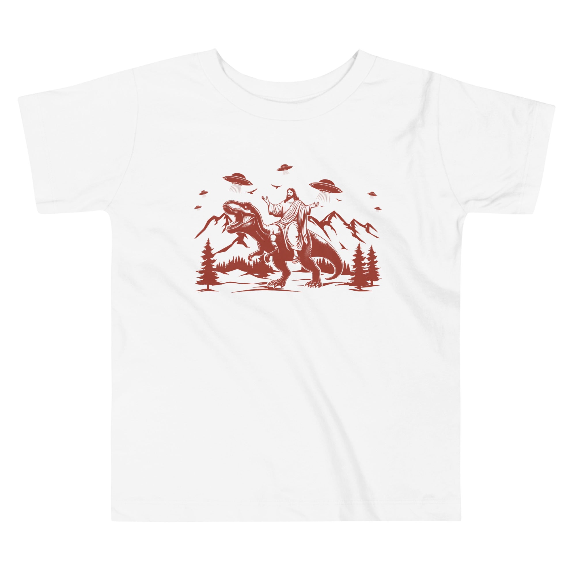 Jesus Riding Dinosaur Kids T-Shirt