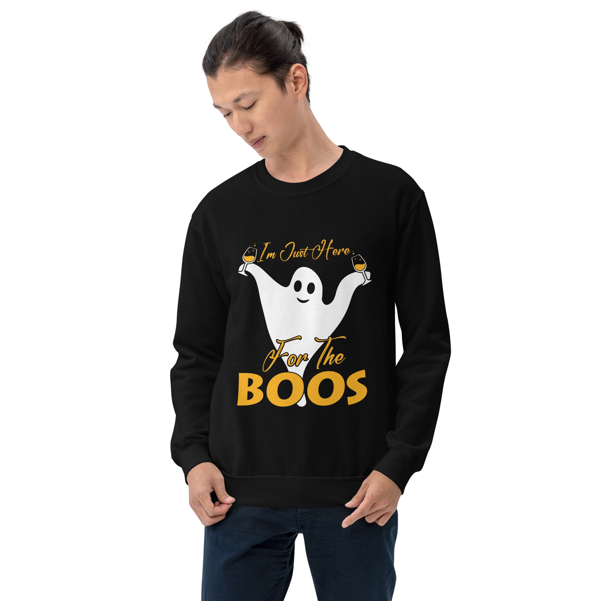 I'm Just Here For The Boos Halloween Boo Ghost Drinking Halloween Party Men's Sweatshirt