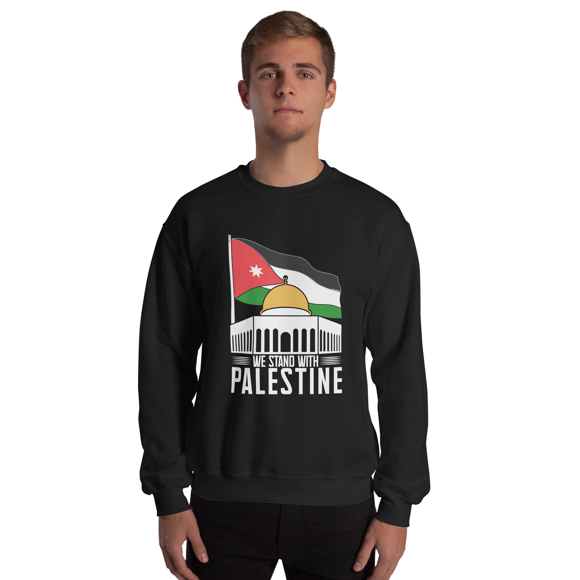 We Stand With Palestine Al Aqsa Quds Mosque Jerusalem Palestine Flag Palestine Freedom Men's Sweatshirt