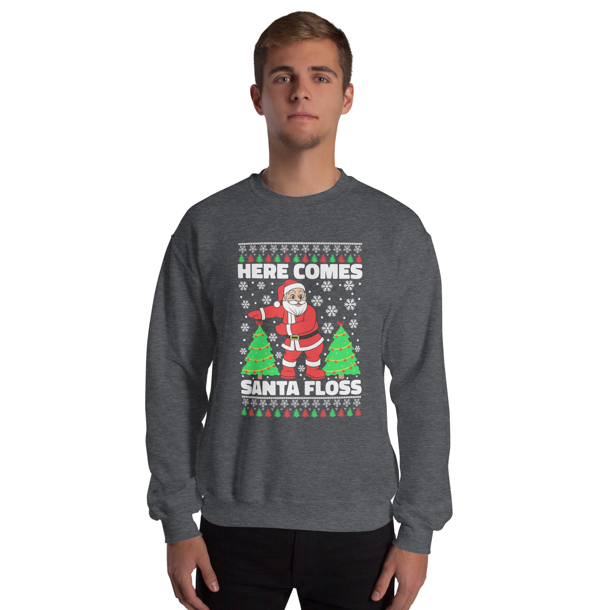 Here Comes Santa Floss Men's Sweatshirt Merry Christmas Floss Dance Flossing Santa Claus Xmas Holiday Festive Men's Jumper