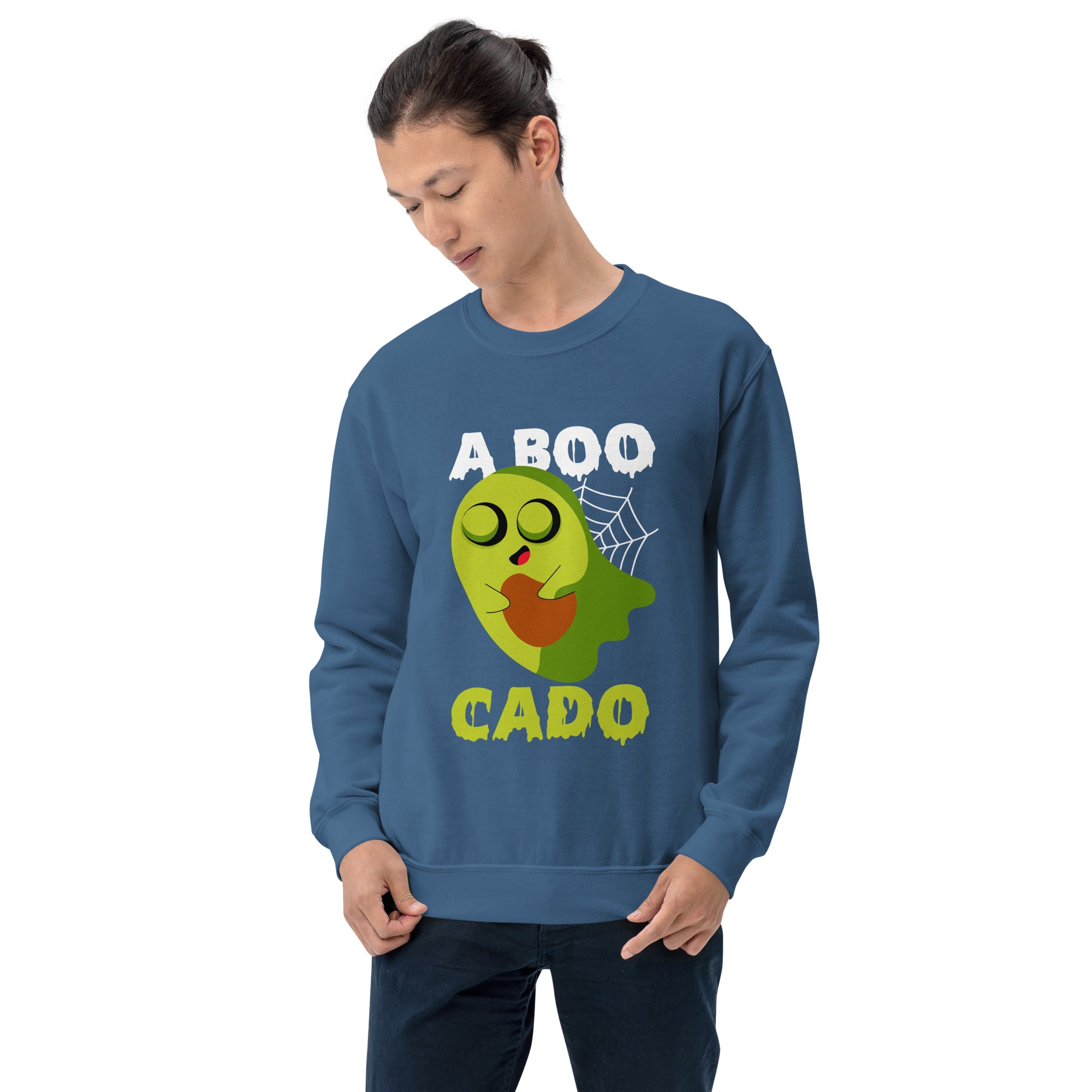 A Boo Cado Halloween Cute Avocado Ghost Character Funny Halloween Costume Men's Sweatshirt