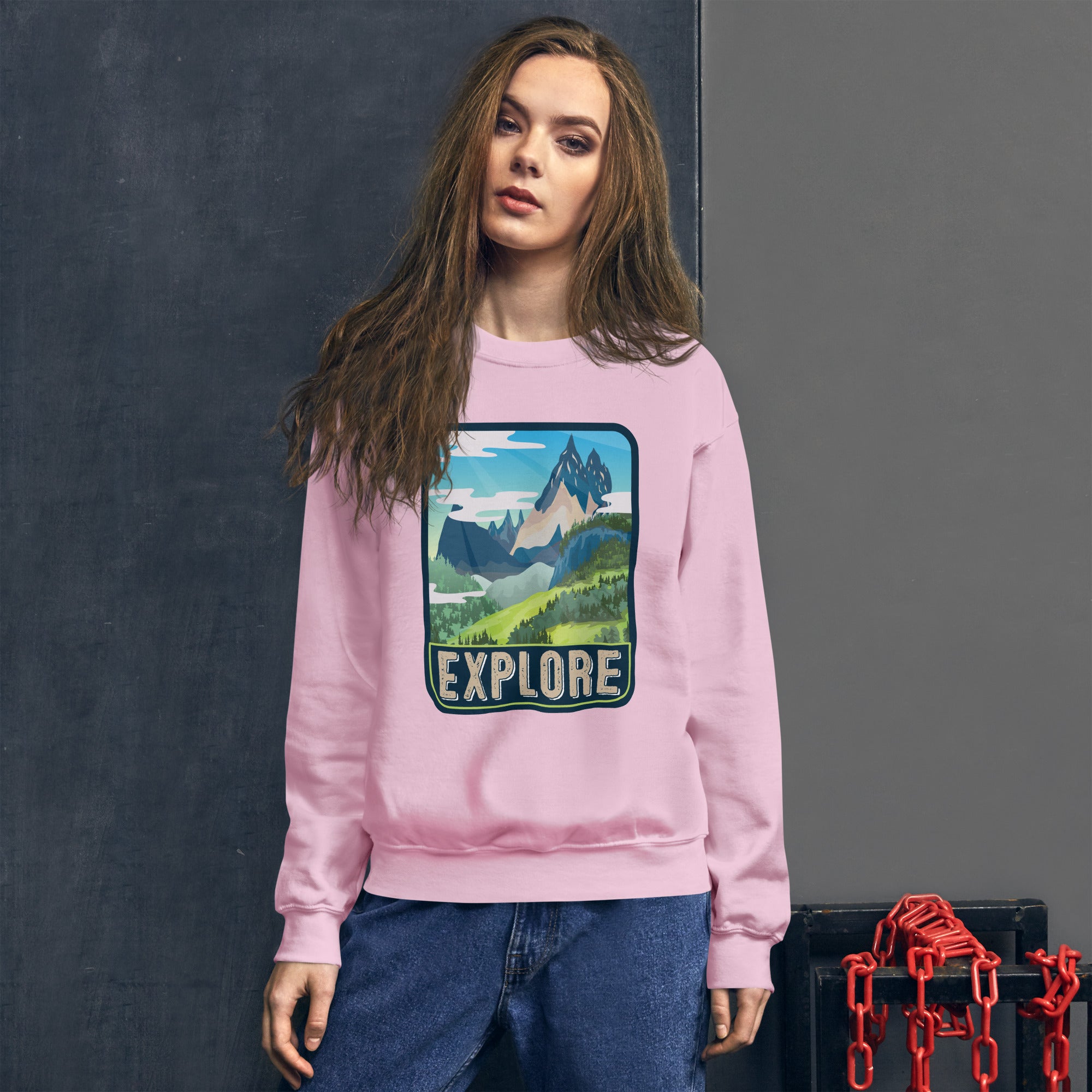 Explore Mountains Adventure Explorer Nature Camp Lover Hiking Outdoors Camping Women's Sweatshirt