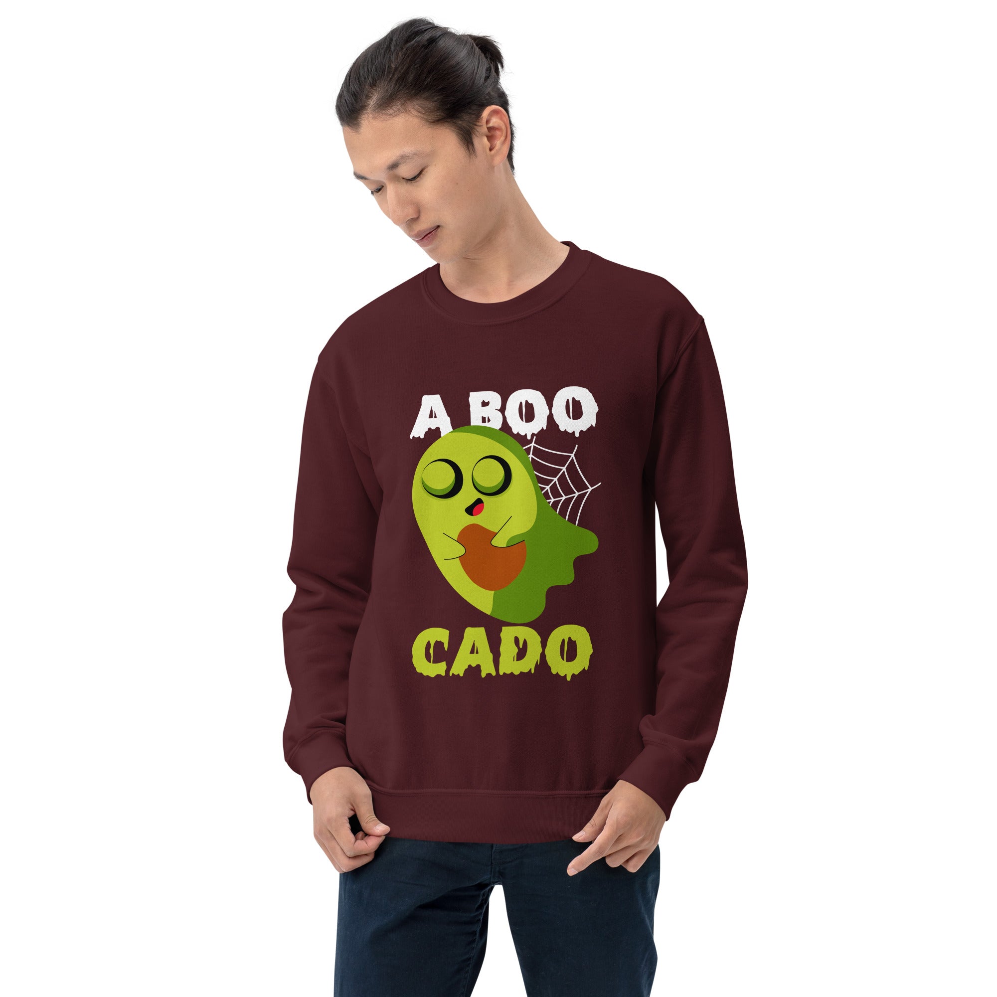 A Boo Cado Halloween Cute Avocado Ghost Character Funny Halloween Costume Men's Sweatshirt
