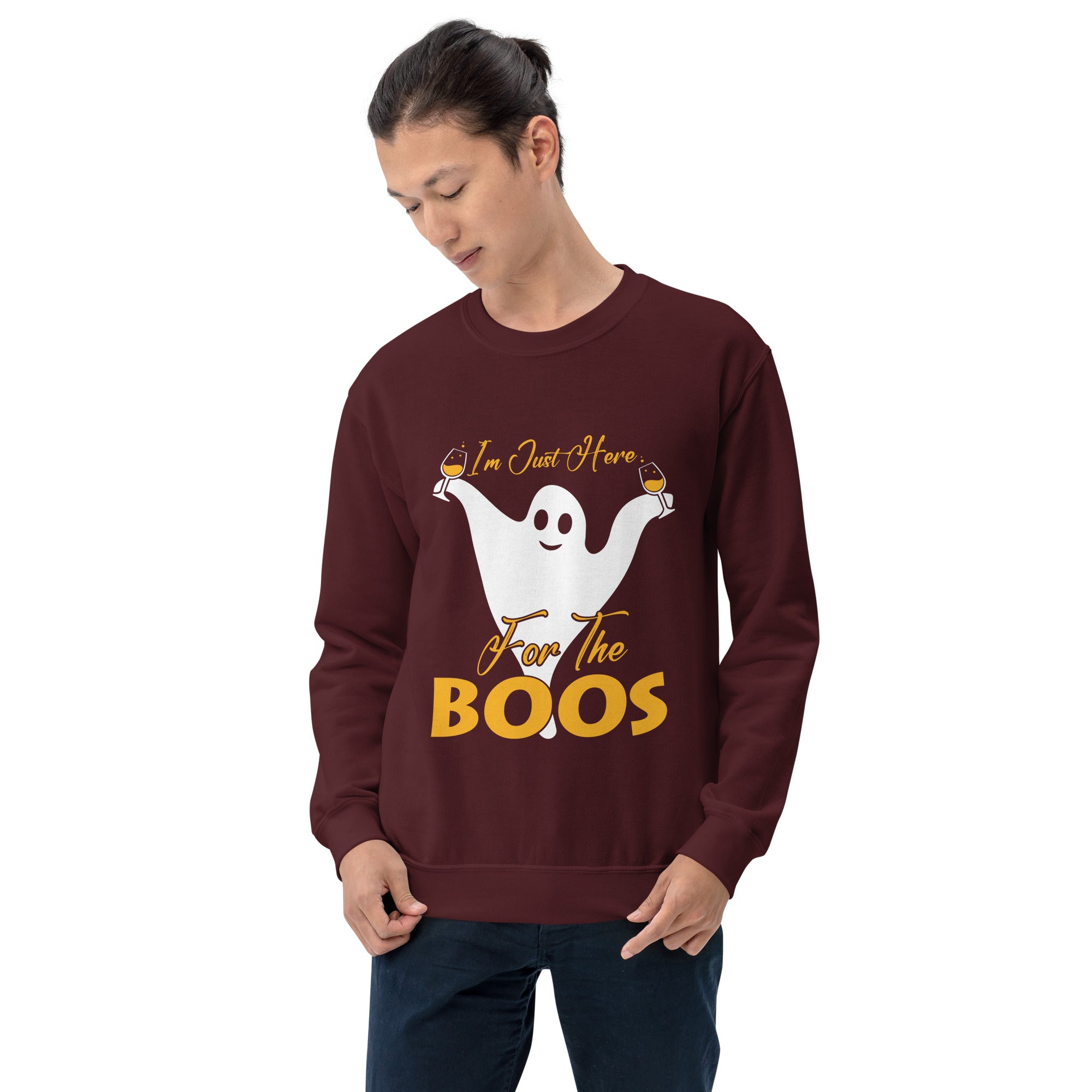I'm Just Here For The Boos Halloween Boo Ghost Drinking Halloween Party Men's Sweatshirt