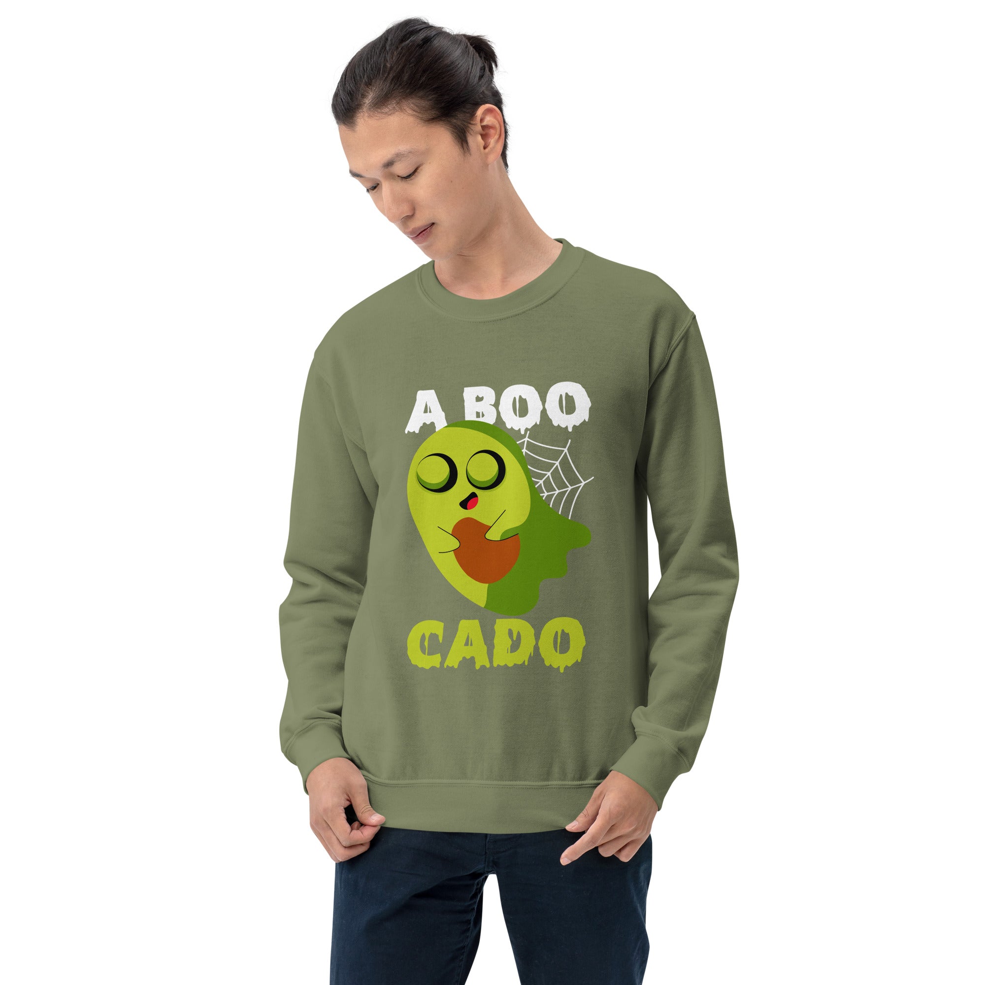 A Boo Cado Halloween Cute Avocado Ghost Character Funny Halloween Costume Men's Sweatshirt