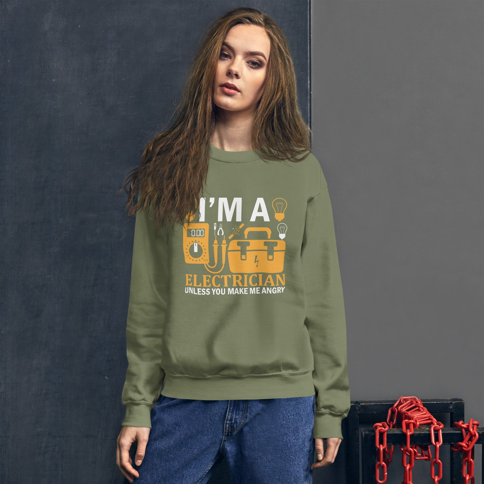 I'm A Electrician Unless You Make Me Angry Electrician Funny Novelty Sarcastic Offensive Rude Women's Sweatshirt