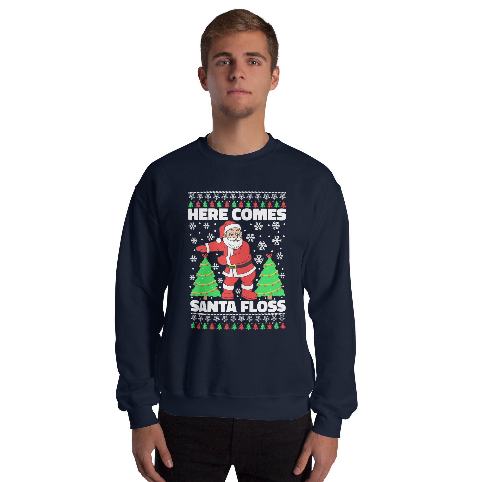 Here Comes Santa Floss Men's Sweatshirt Merry Christmas Floss Dance Flossing Santa Claus Xmas Holiday Festive Men's Jumper