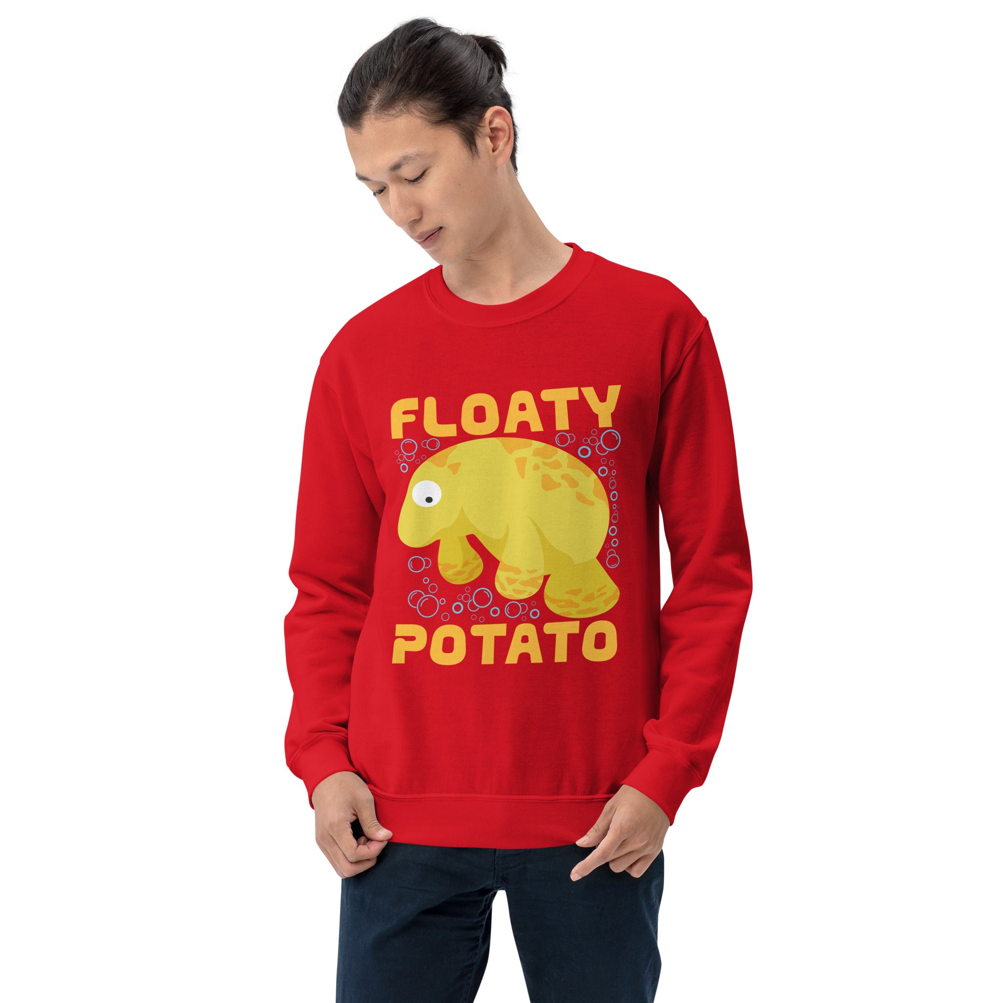 Floaty Potato Funny Manatee Sea Animal Manatees Potatoes Funny Save Manatee Sea Cow, Chubby Mermaids Men's Sweatshirt