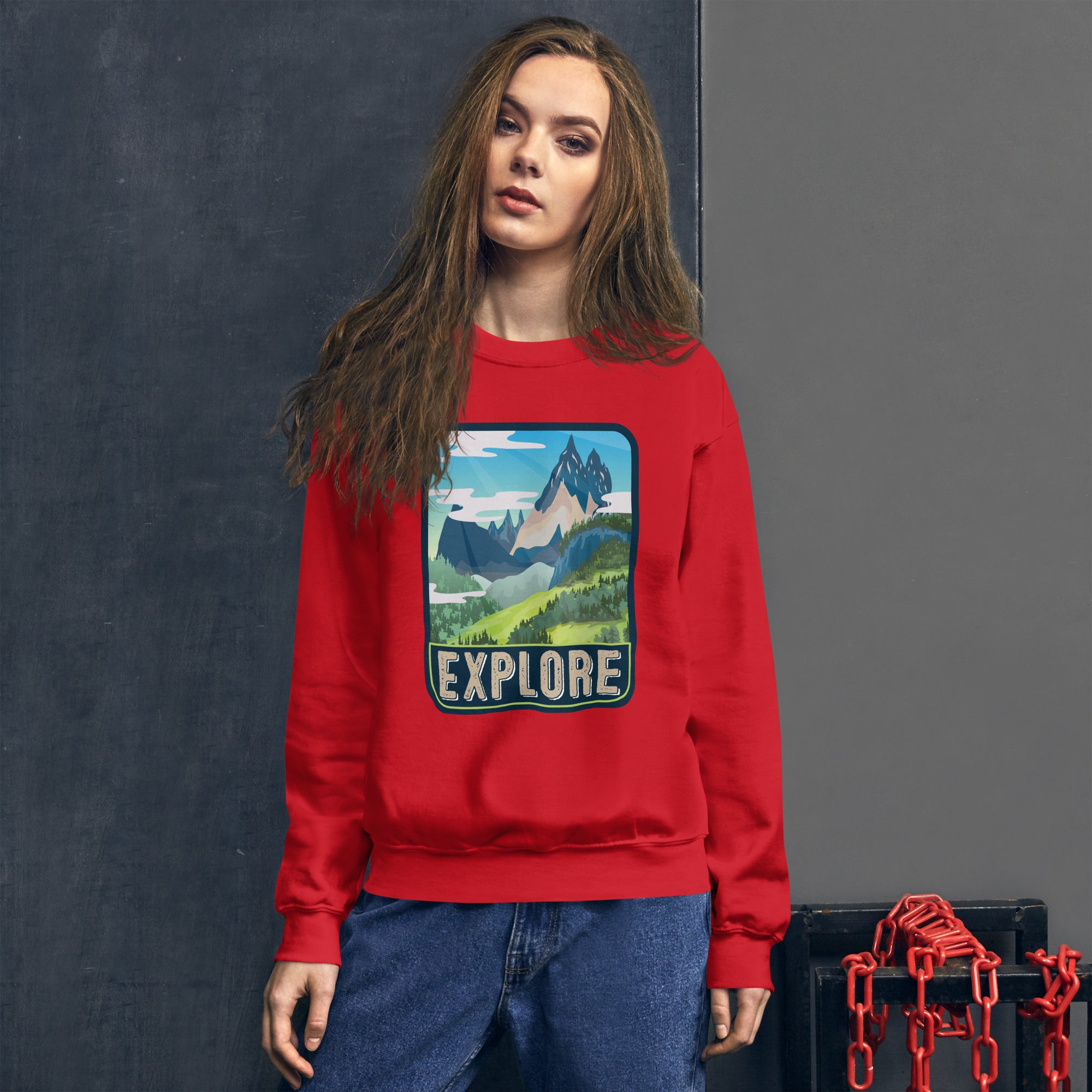 Explore Mountains Adventure Explorer Nature Camp Lover Hiking Outdoors Camping Women's Sweatshirt