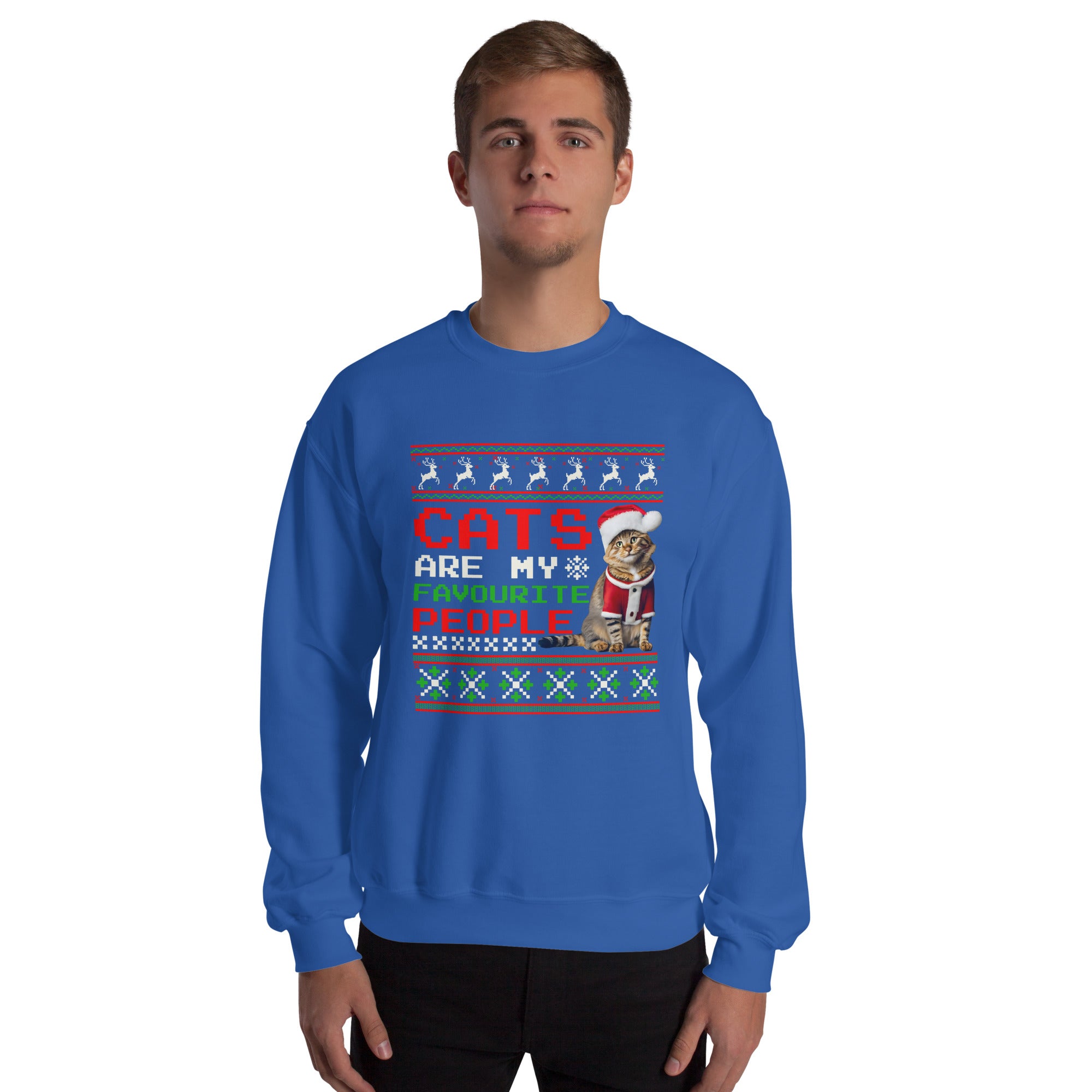 Cats Are My Favourite People Men's Sweatshirt Maine Coon Christmas Cat Santa Claus Costume Holiday Animals Ugly Xmas Men's Jumper
