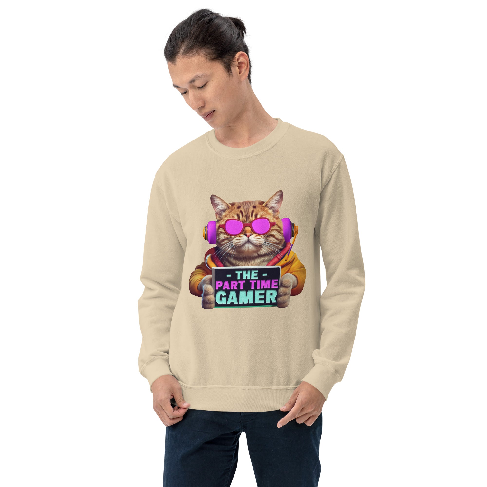 The Part Time Gamer Cat With Headphones Video Gaming Cat Lover Men's Sweatshirt