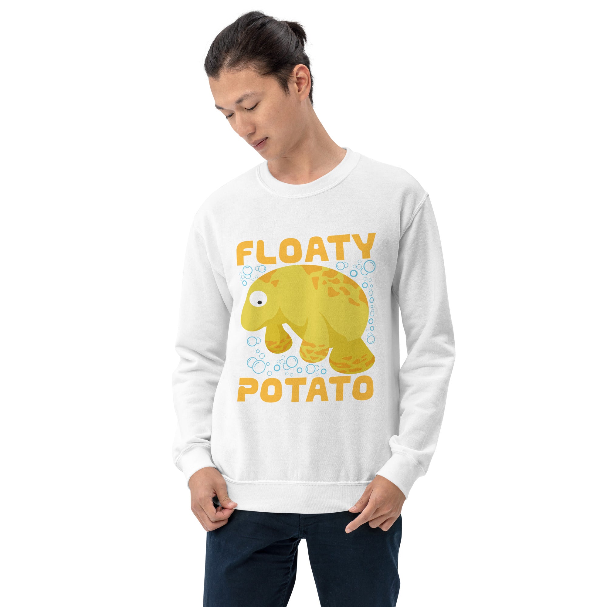 Floaty Potato Funny Manatee Sea Animal Manatees Potatoes Funny Save Manatee Sea Cow, Chubby Mermaids Men's Sweatshirt
