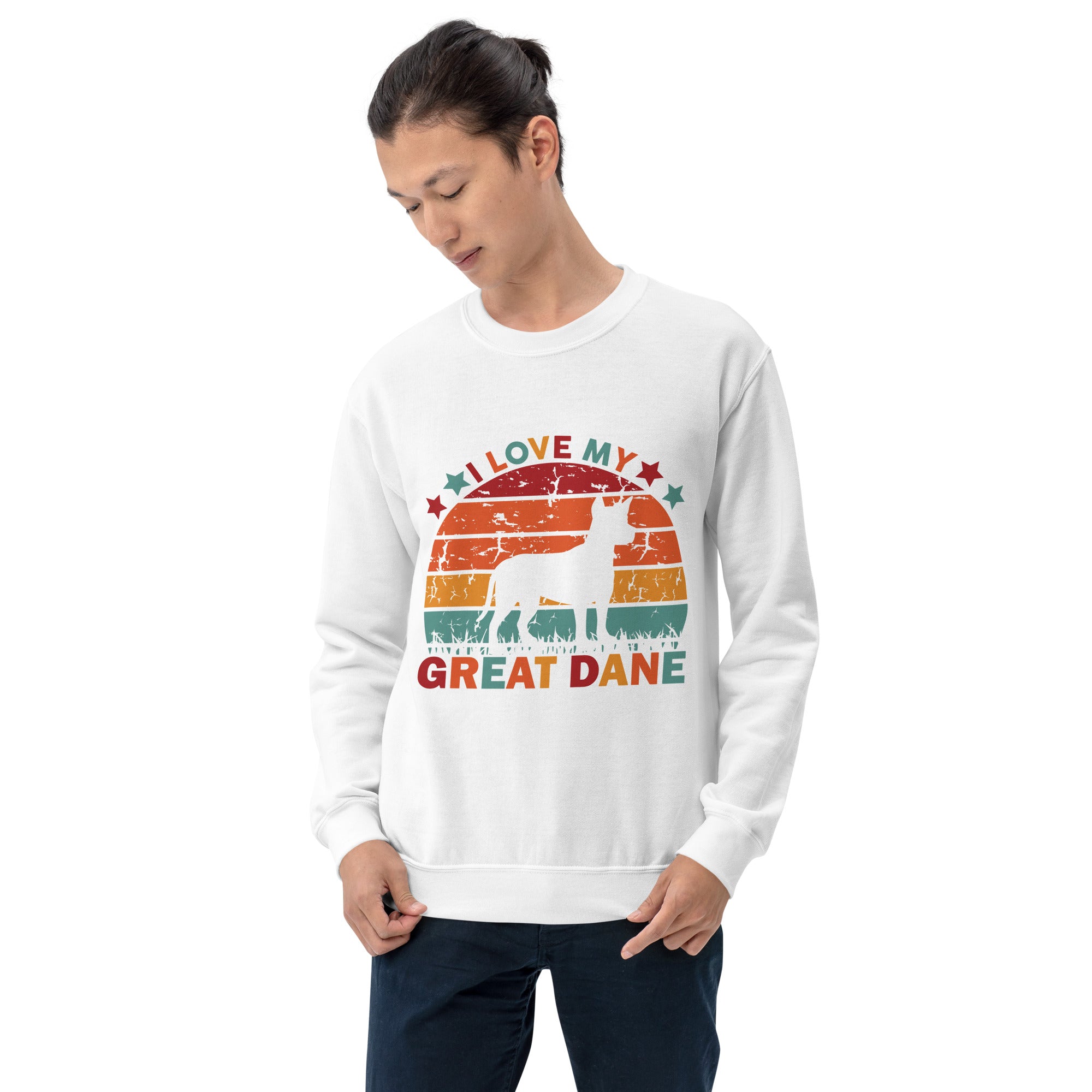 I Love My Great Dane Dog Hunting Dog Vintage Retro Dog Lover Animal Men's Sweatshirt