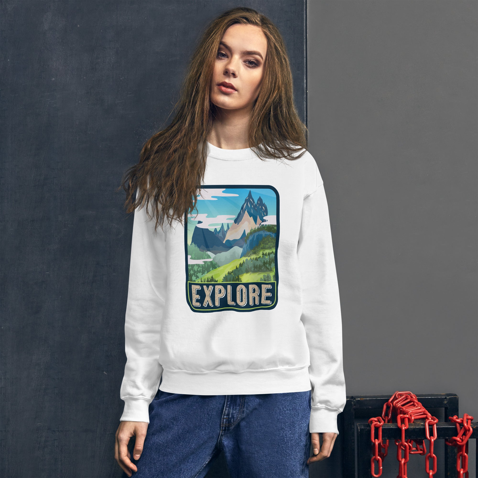 Explore Mountains Adventure Explorer Nature Camp Lover Hiking Outdoors Camping Women's Sweatshirt