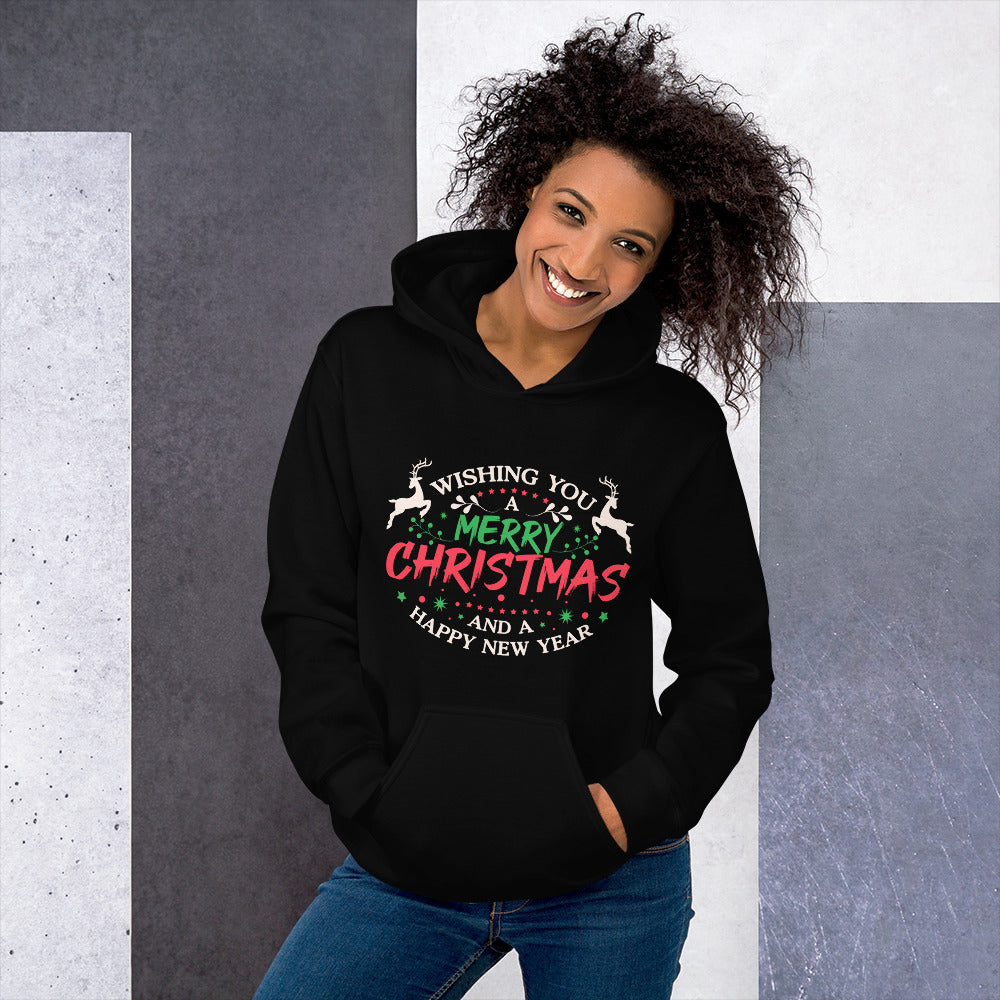 Wishing You A Merry Christmas And A Happy New Year Xmas Winter Holiday Women's Hoodie