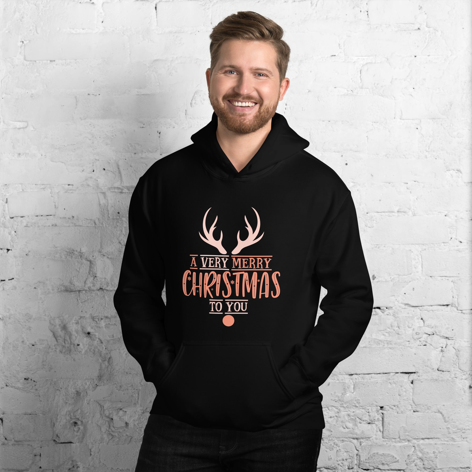 A Very Merry Christmas To You Reindeer Antlers Xmas Season Men's Hoodie