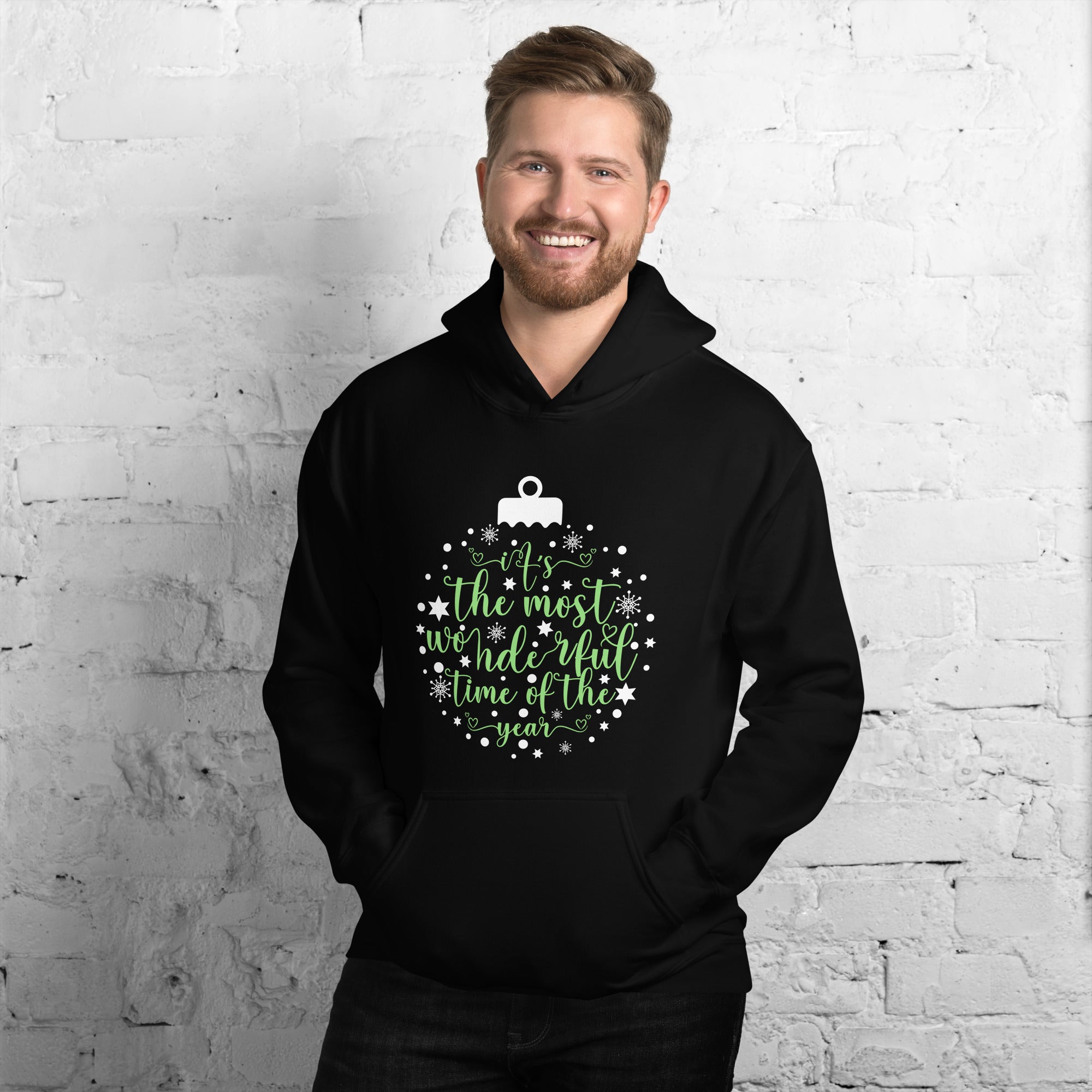 It Is The Most Wonderful Time Of The Year Merry Christmas Ornament Holiday Decoration Xmas Men's Hoodie