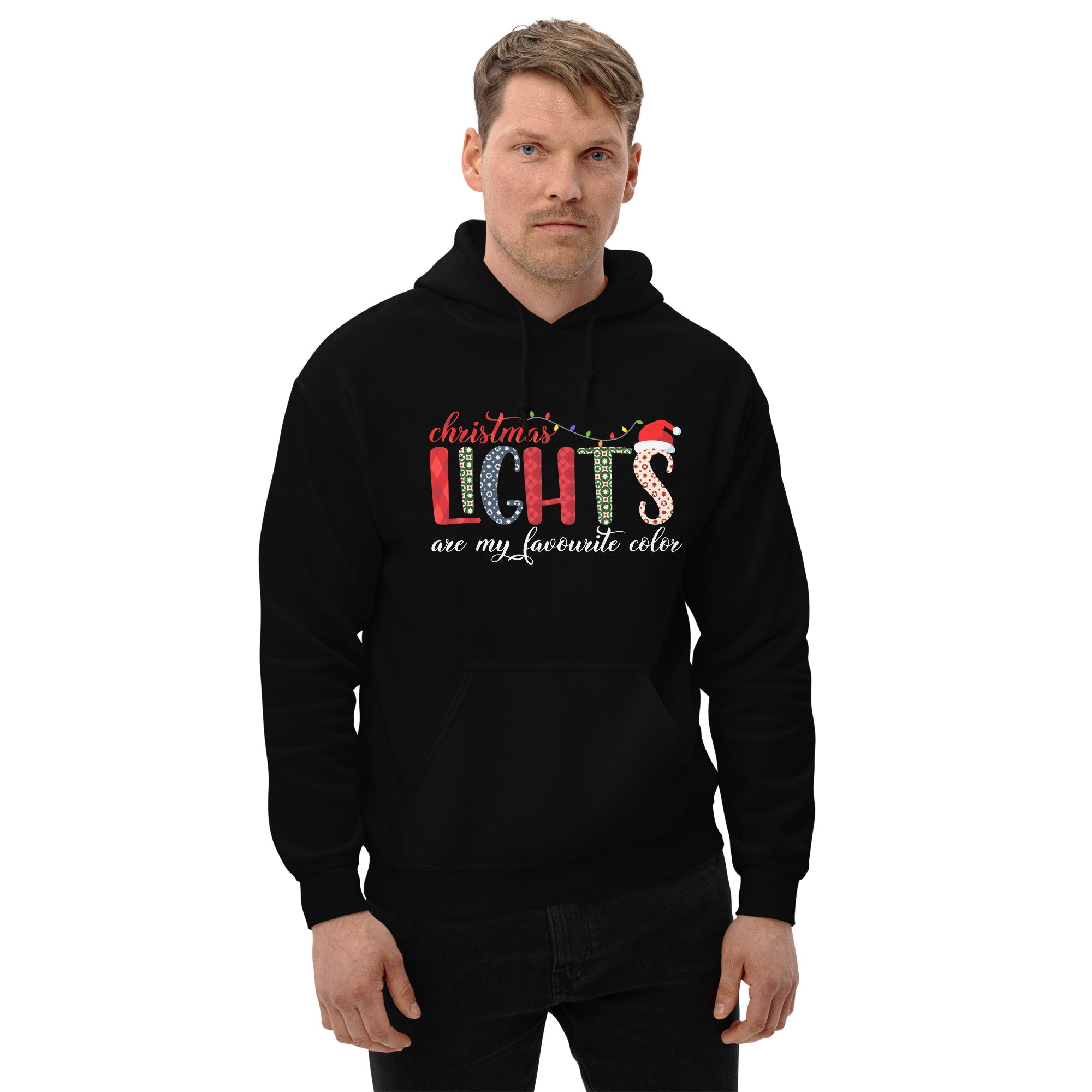 Christmas Lights Are My Favourite Color Xmas Lights Holiday Festive Celebration Men's Hoodie